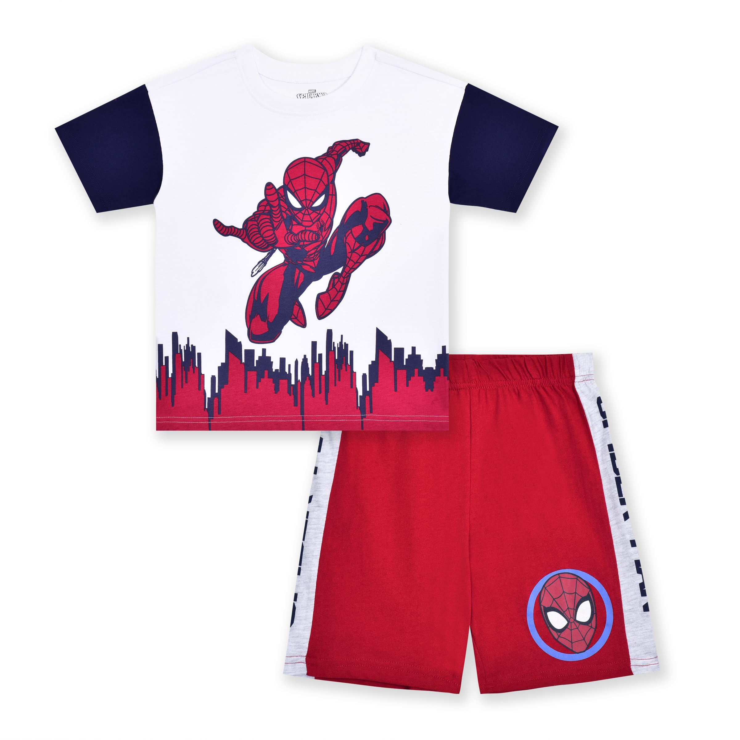Marvel Spider-Man Boys 2-Piece Short Sleeve T-Shirt & Shorts Set for Toddlers - Cool Superhero Outfit for Playtime, Birthday & Cosplay