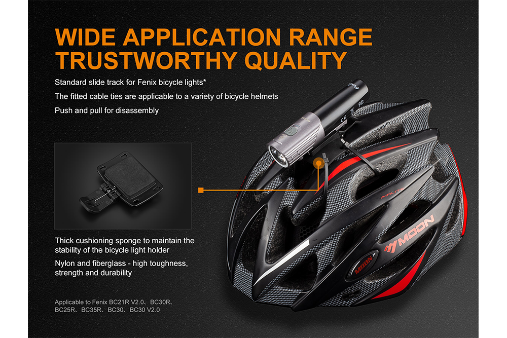 Fenix ALD 08 Bike Light Helmet Mount - Secure & Adjustable Bicycle Headlight Holder for Cycling, Night Riding & Outdoor Adventures