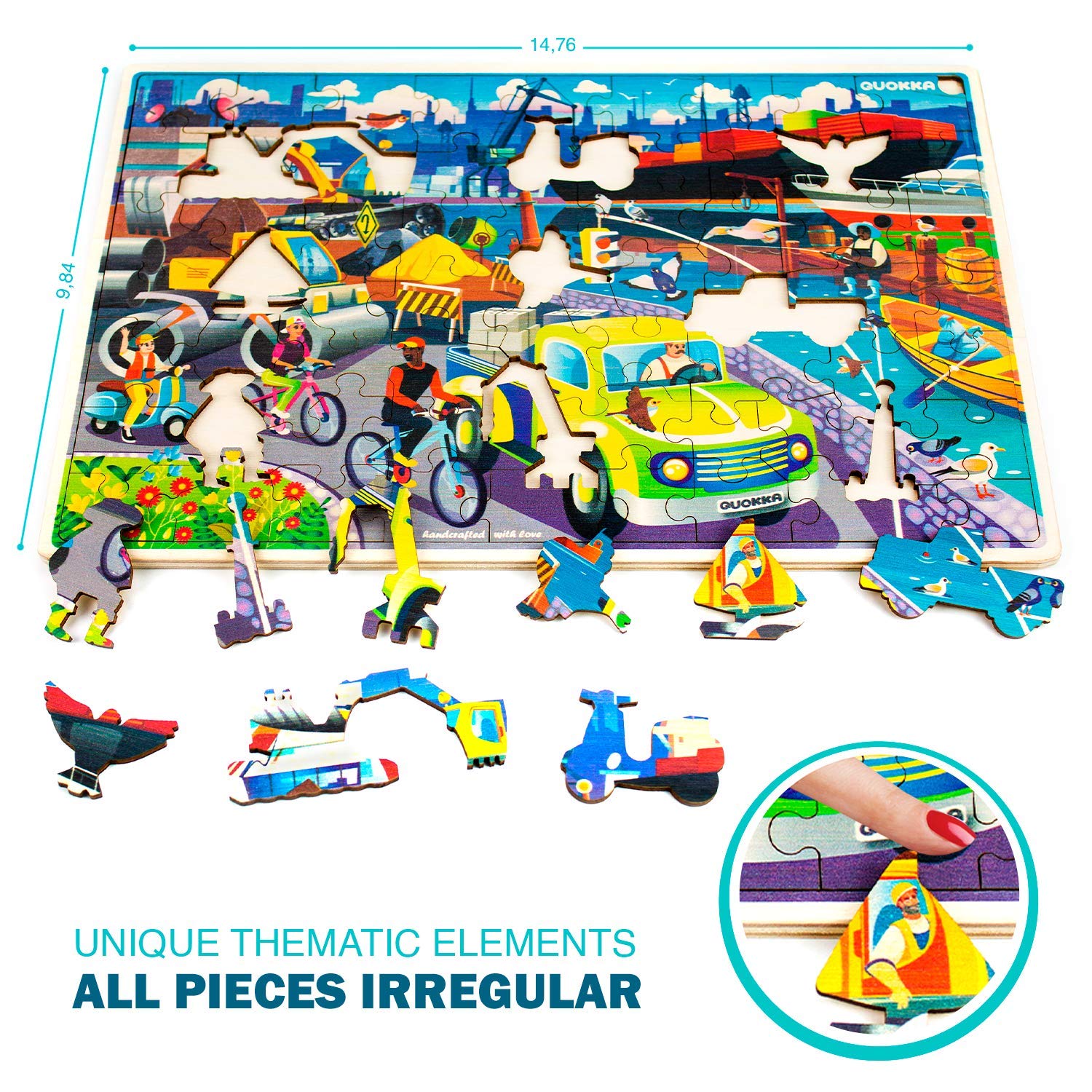 QUOKKA Wooden Puzzles for Kids Ages 3-8 - 4 Pack 60-Piece Toddler Learning Toys with Cars, Ships & Animals - Educational Wooden Games for Boys & Girls - Perfect for Preschool Learning, Birthday Gifts & Family Game Night