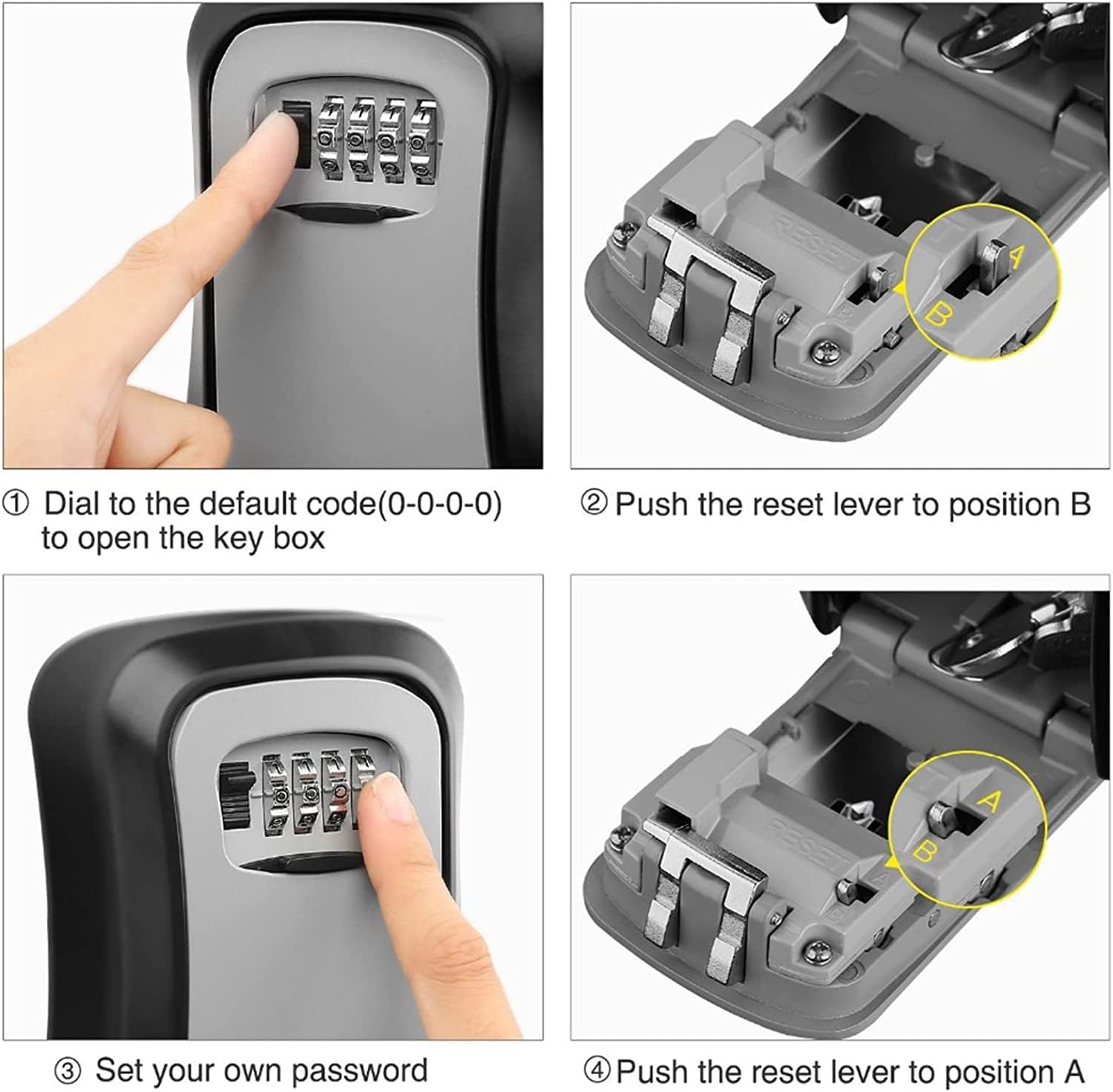 TTRWIN 4-Digit Combination Key Lock Box - Resettable Weatherproof Key Safe for Outdoor, Home, Office & Garage - Secure Wall Mounted Key Storage Holds 5 Keys (Gray) - Perfect for Spare Key Storage, Vacation Homes & Rental Property Access