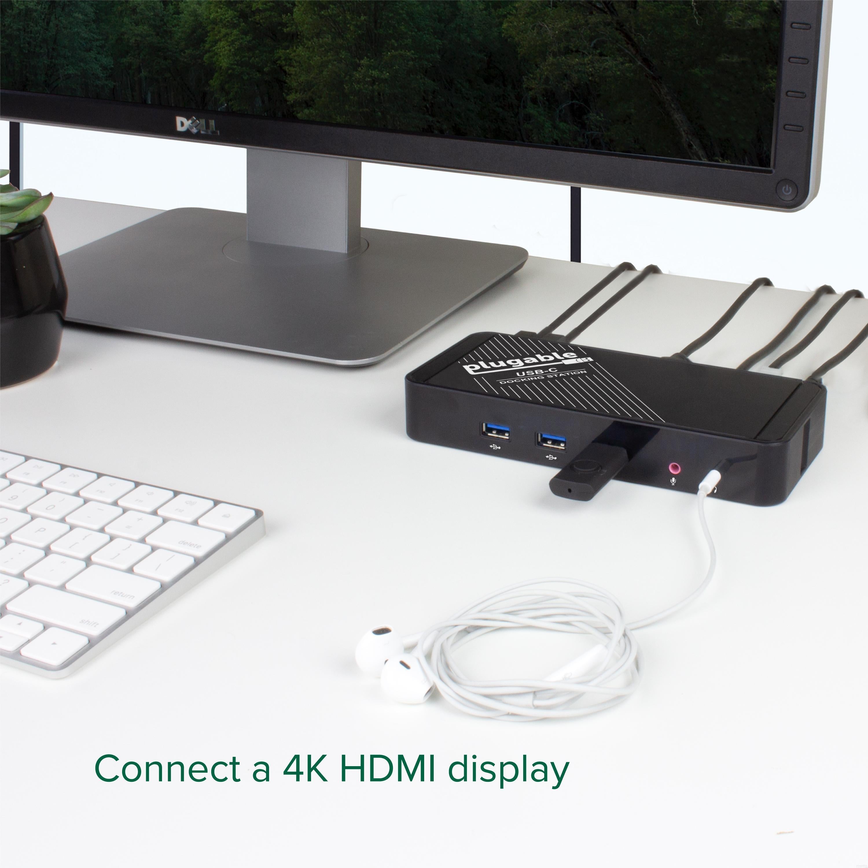 Plugable USB C Docking Station with HDMI, 60W Laptop Charging - 4K Dual Monitor Support, 5Gbps Data Transfer, 6-in-1 Hub for MacBook Pro/Air, Dell, HP - Perfect for Home Office & Remote Work Setup