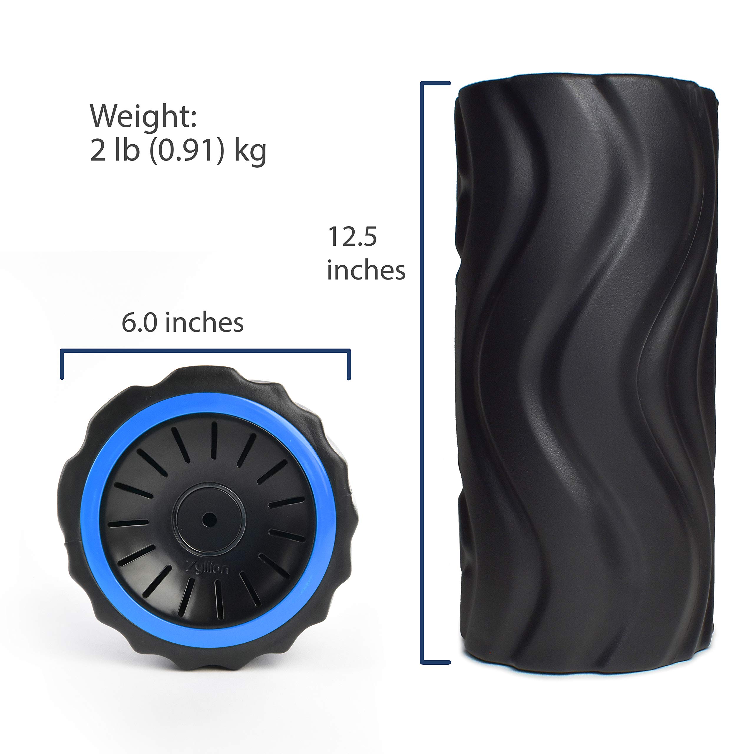 Zyllion Shiatsu Back Massager with Heat & Vibration - Black | Deep Tissue Muscle Massage Roller - Black/Blue | Perfect for Home, Office & Post-Workout Recovery