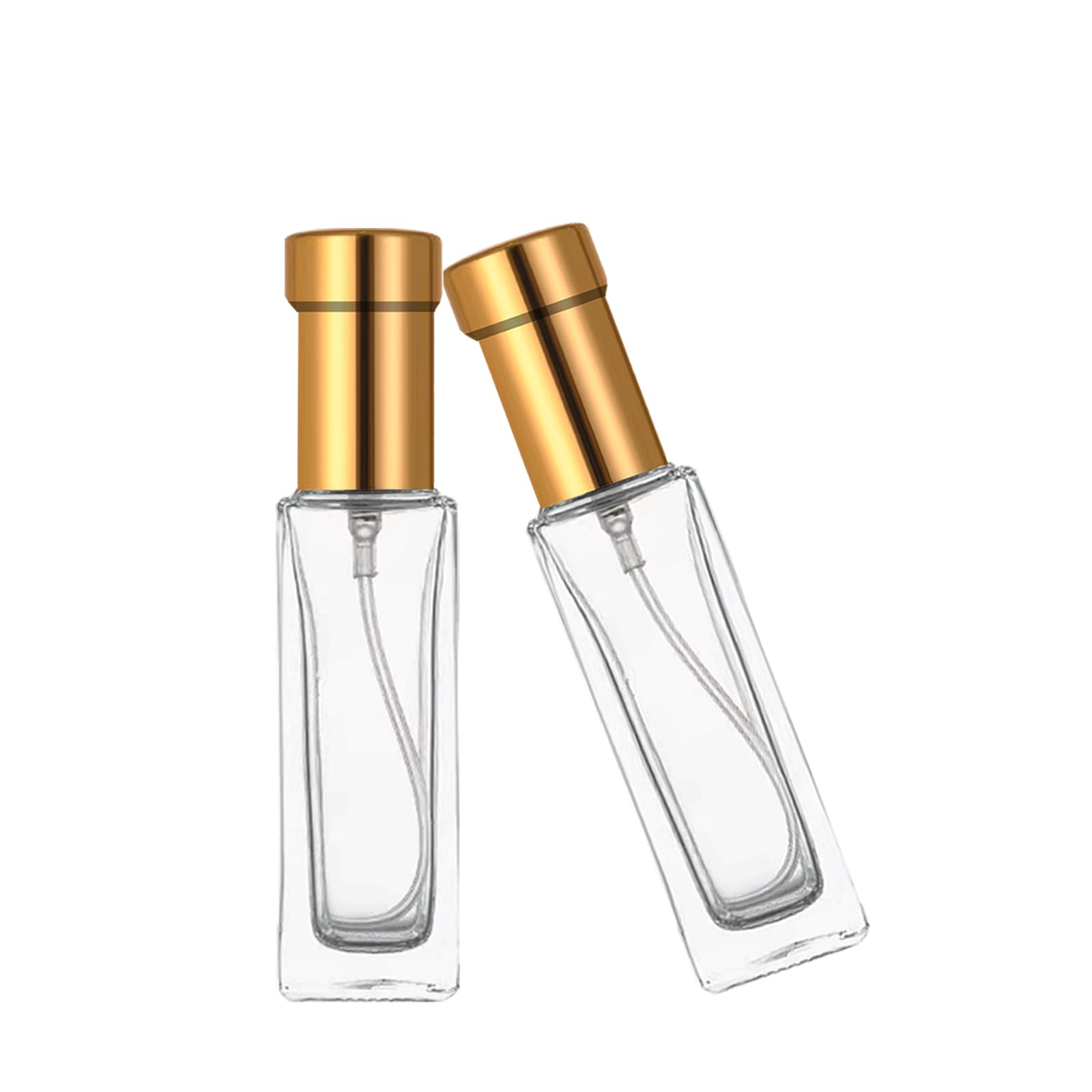 8PCS 20ml Perfume Spray Bottles - Mini Portable Travel Glass Square Atomizer, Small Fine Mist Refillable Sample Spray Bottles for Essential Oils & Fragrances (Gold, 20ml) - Perfect for Travel, Gym, Purse & DIY Perfume Making