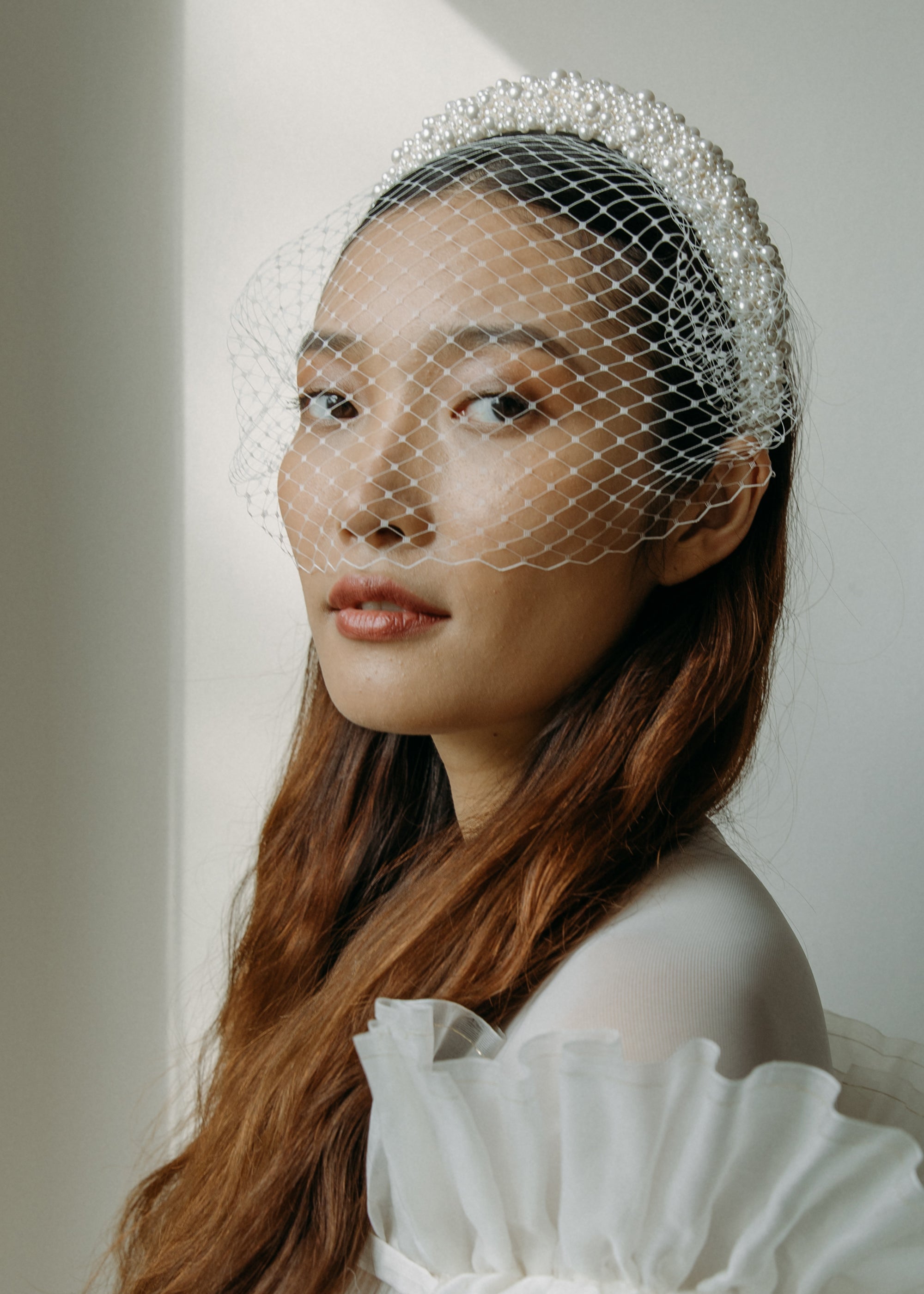 Bailey Voilette Pearl Headband for Women - Elegant Hair Accessories for Weddings, Parties & Special Occasions