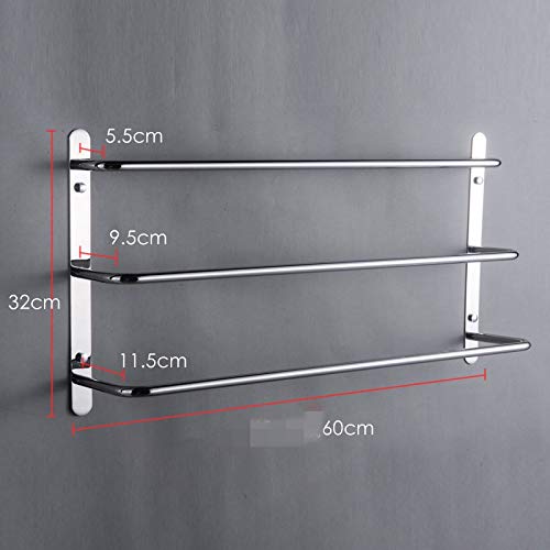 23.62 Inch Wall Mounted Bath Towel Bar - 3-Tier Heavy Duty Towel Rack for Bathroom, Kitchen & Laundry Room - Rustproof Stainless Steel with Easy Installation - Perfect for Hanging Towels, Robes & Clothes