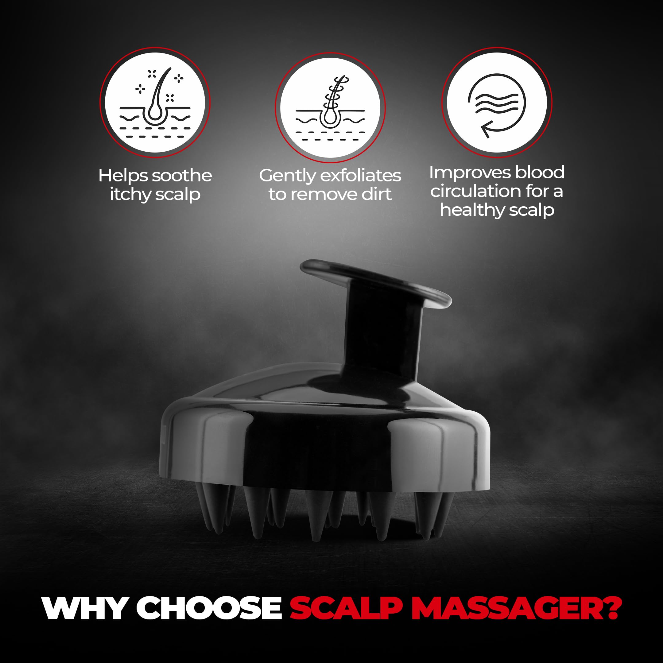 Beardo Scalp Massager for Hair Growth - Soft Silicone Bristles Shampoo Brush with Removable Handle | Dry Massage, Oil & Shampoo Applicator | Exfoliating Hair Brush for Men & Women | Perfect for Relaxation, Dandruff Relief & At-Home Spa Treatments