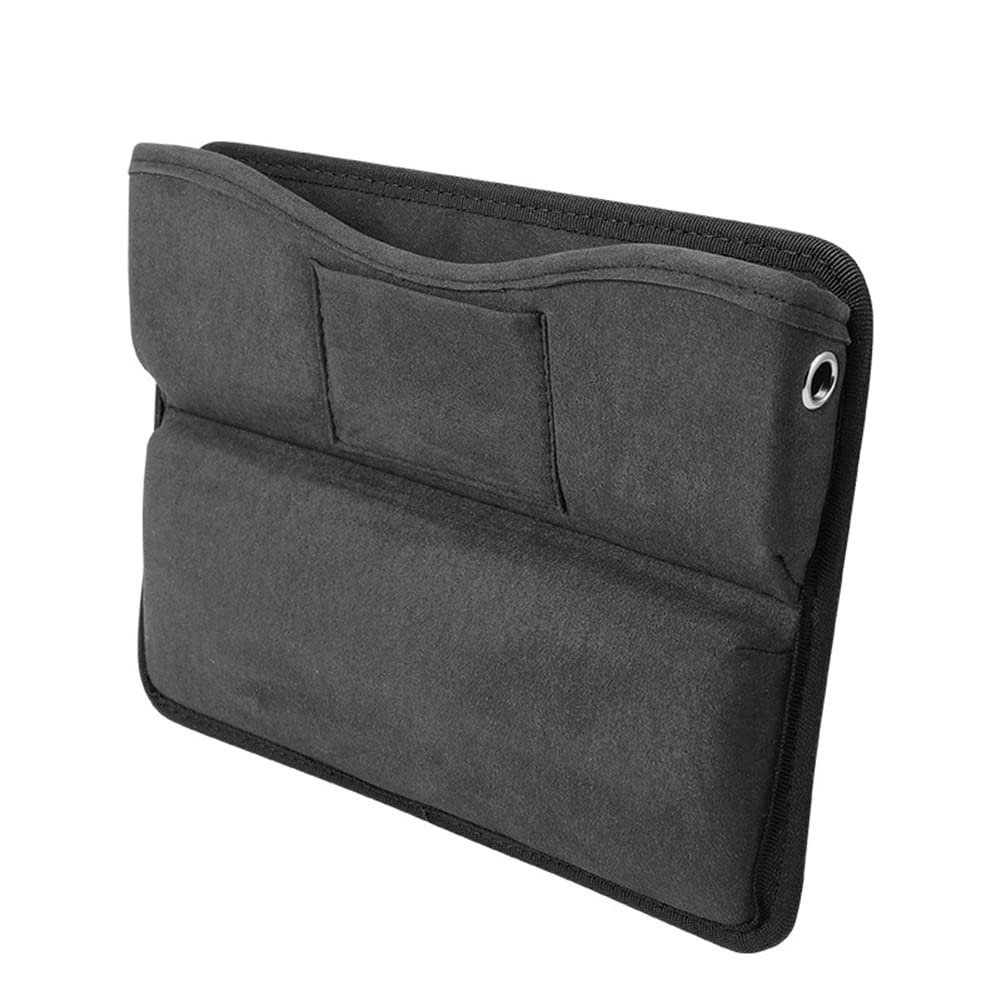 ihreesy Universal Car Seat Organizer - Multifunctional Gap Filler & Console Storage with Side Pockets for Phone, Keys, Wallet - Black Suede Fabric - Perfect for Road Trips & Daily Commutes
