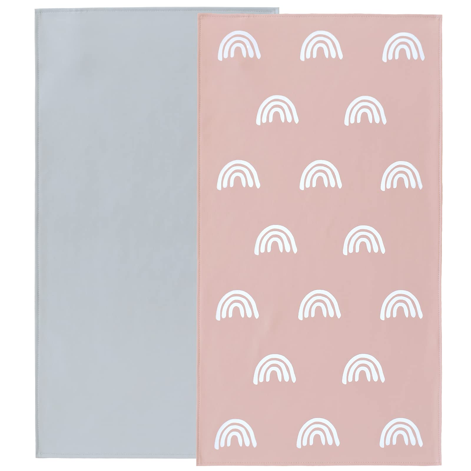 Owlowla Portable Baby Diaper Changing Pad - Waterproof Travel Changing Mat with Liner for Newborns & Toddlers (Gray & Rainbow) - Perfect for Nursery, Travel & On-the-Go Diaper Changes