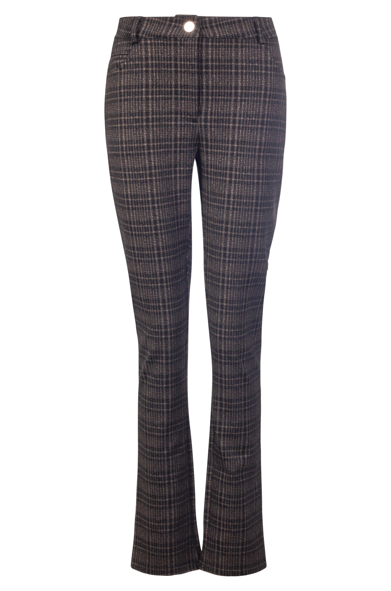 Jacquard Ponti Regular Pants for Women - Black/Taupe (7817BR) | Comfortable Stretch Fabric | Perfect for Office Wear & Casual Outings