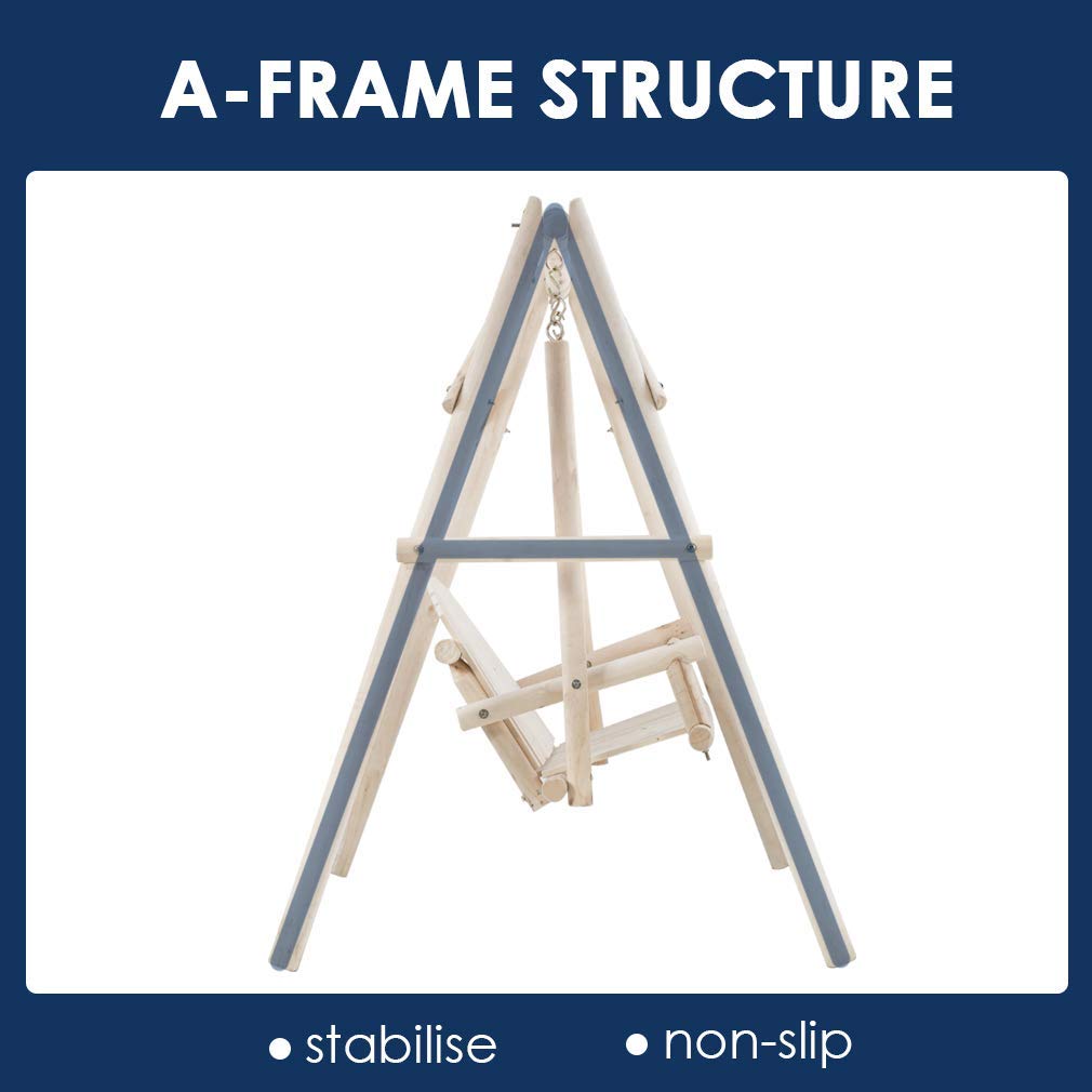 67 Inch Log Swing Stand - A-Frame Porch Swing Set with Wood Bench for Outdoor Rustic Garden, Yard & Patio - Perfect for Relaxing, Lounging & Backyard Play