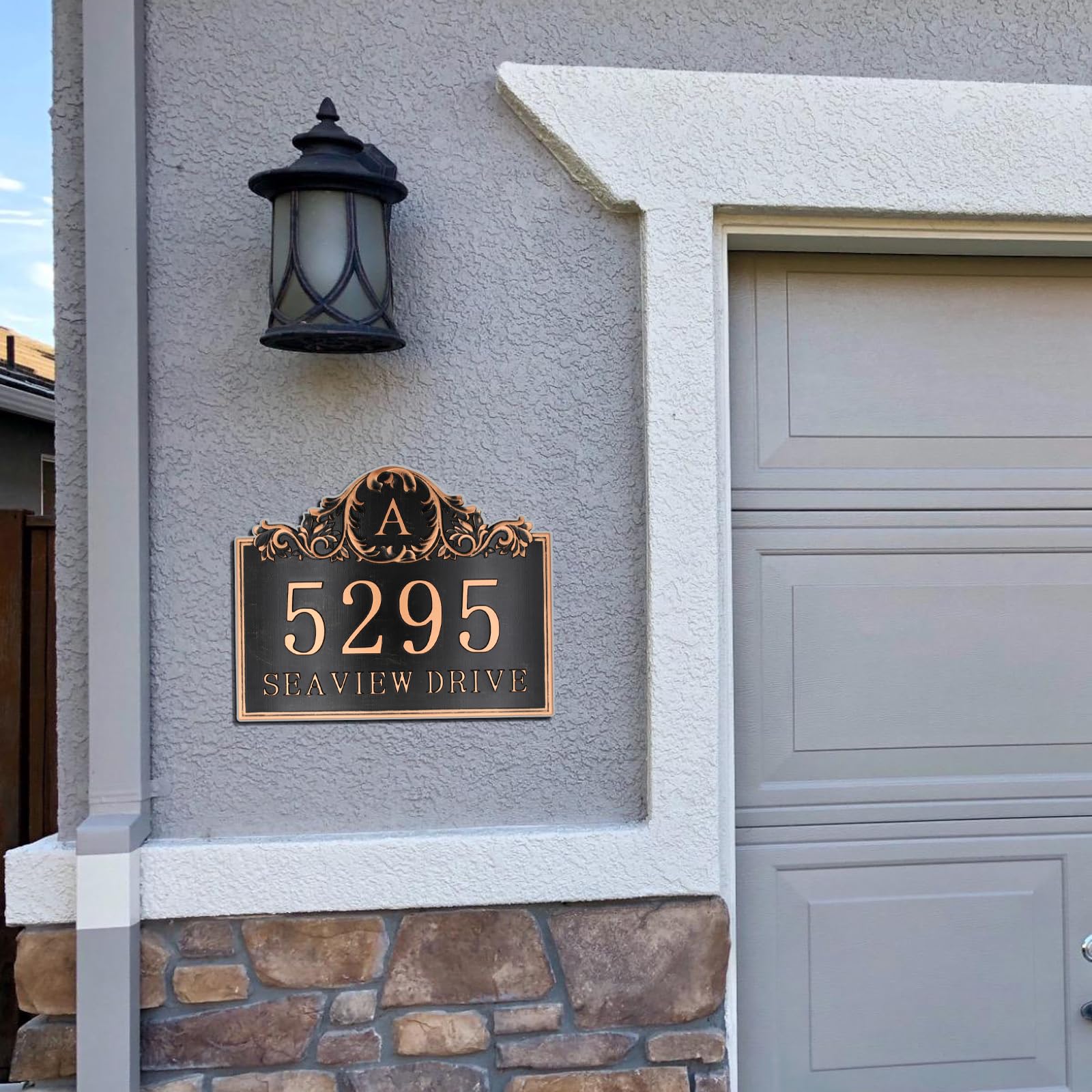 12'' x 10'' Personalized Metal Aluminum Address Plaque - Custom House Number Sign for Outdoor Yard, Driveway, Fence & Mailbox | Weather-Resistant Engraved Home Decor (Red Copper Finish) | Perfect for Curb Appeal & Front Porch Display