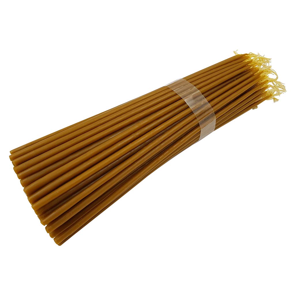 50 Beeswax Taper Candles 9 Inch - Handmade Pure Beeswax Candles with Natural Honey Scent for Church, Home, Wedding & Religious Ceremonies - Eco-Friendly Dripless Candles for Prayer, Meditation & Relaxation