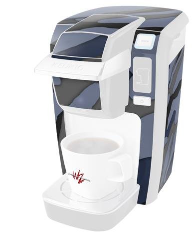 Premium Camouflage Blue Vinyl Skin Decal for Keurig K10 & K15 Mini Plus Coffee Makers - Protective Cover Sticker (Coffee Maker Not Included) - Perfect for Home, Office or Dorm Room Decor