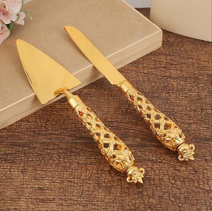 Elegant 2-Piece Wedding Cake Knife and Server Set - Stainless Steel Cake Cutter Gift Set for Bridal Showers, Anniversaries & Special Occasions