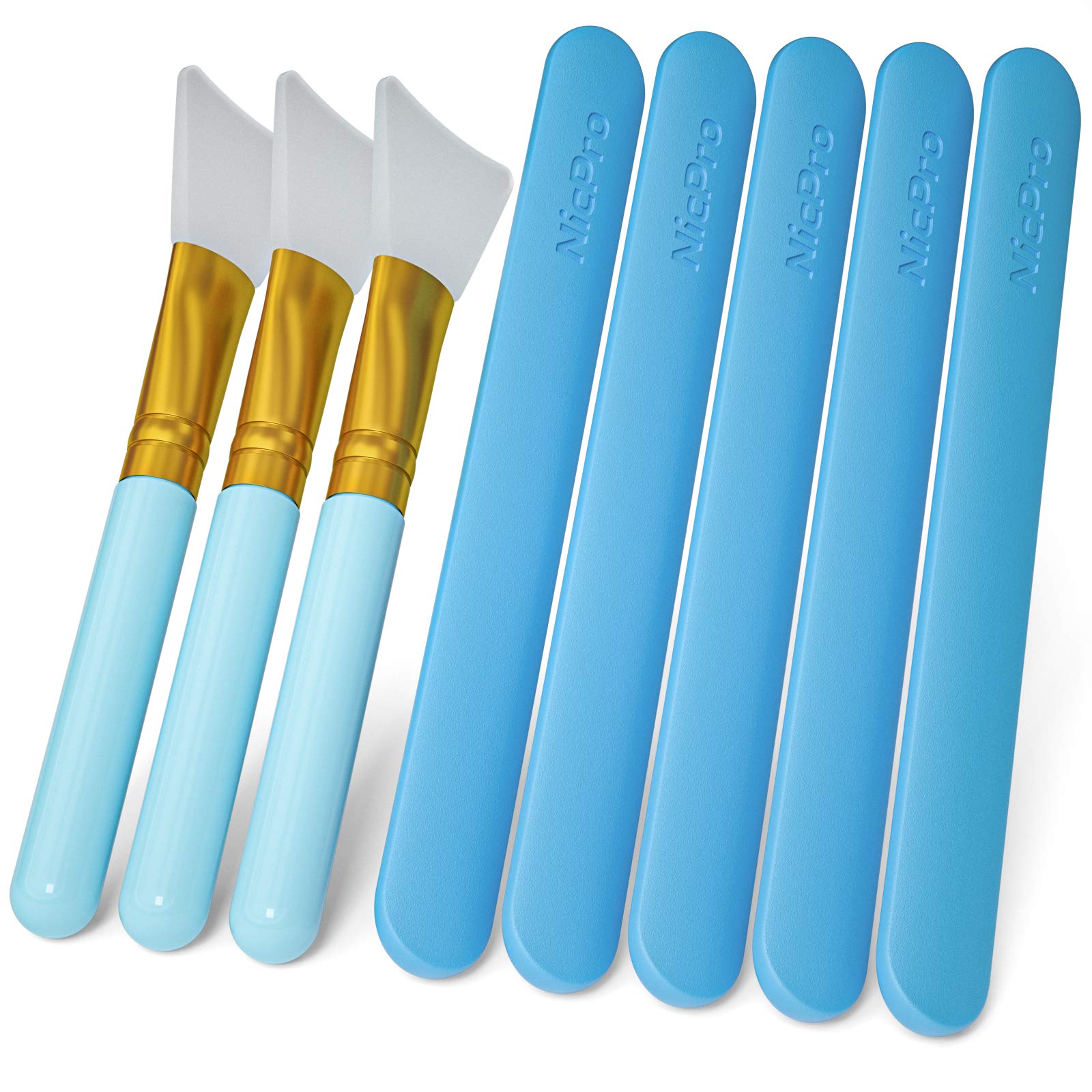 Nicpro 5-Piece Silicone Stir Sticks Set with 3 Silicone Brushes - Reusable Mixing Tools for Resin, Epoxy, Paint & Liquid - Perfect for DIY Glitter Tumblers, Arts & Crafts, and Kitchen Baking