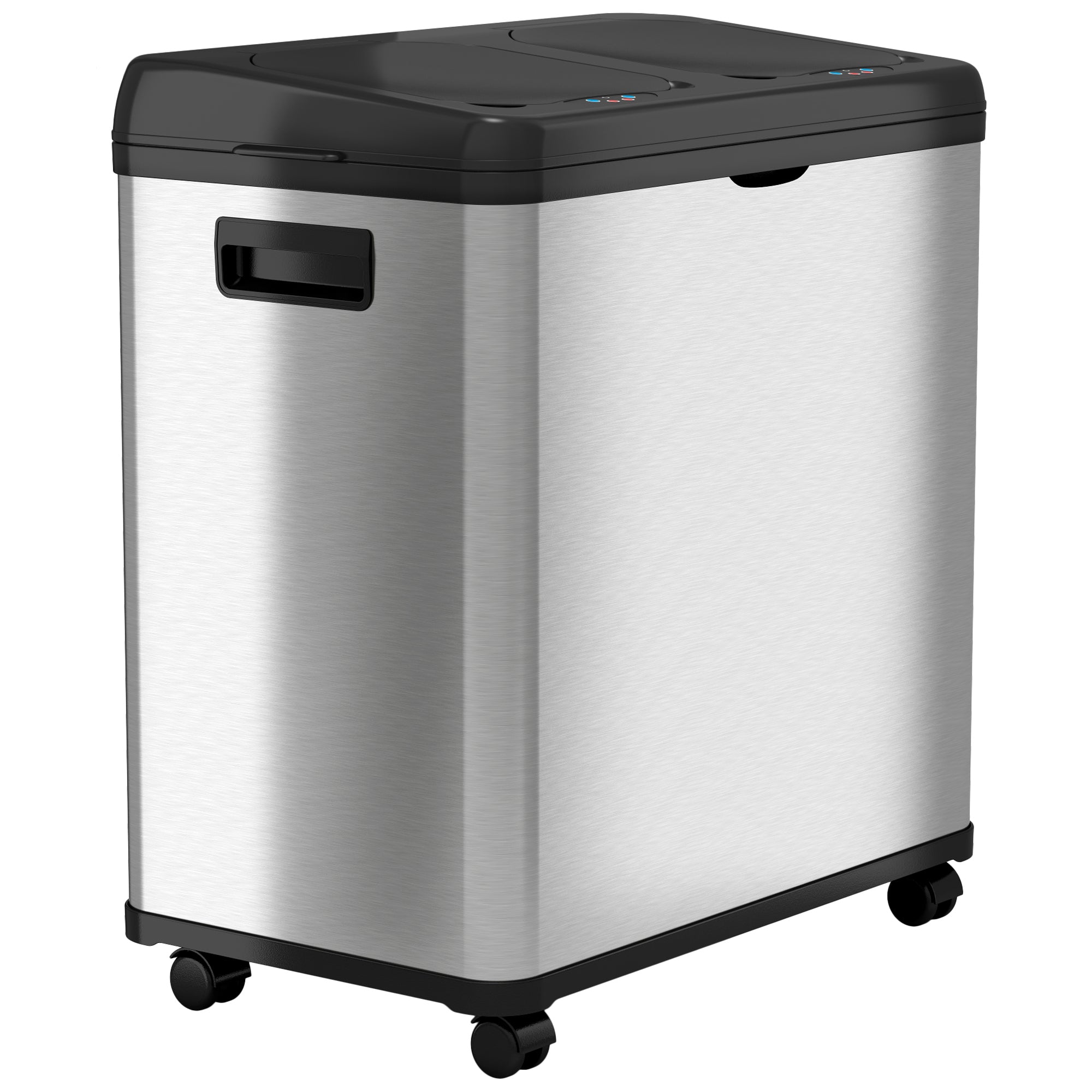 16 Gallon Dual Compartment Self-Contained Electric Motion Sensor Trash Can - Automatic Touchless Kitchen Waste Bin with Lid (Black) for Home, Office & Restaurant Recycling