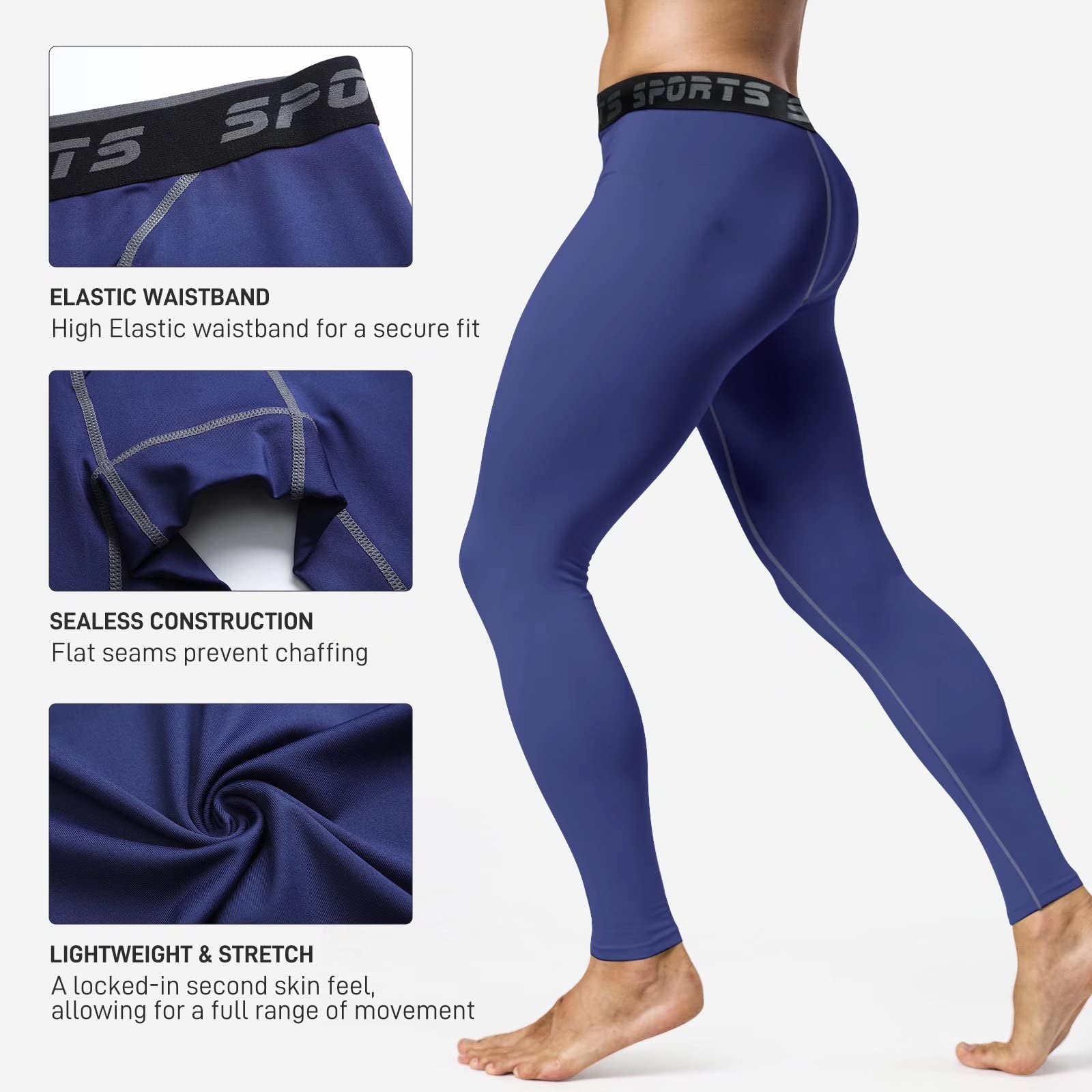 1 or 2 Pack Men's Compression Pants - Cool Dry Basketball Workout Running Tights for Gym & Sports - Moisture Wicking Athletic Leggings for Training, Jogging & Active Lifestyle