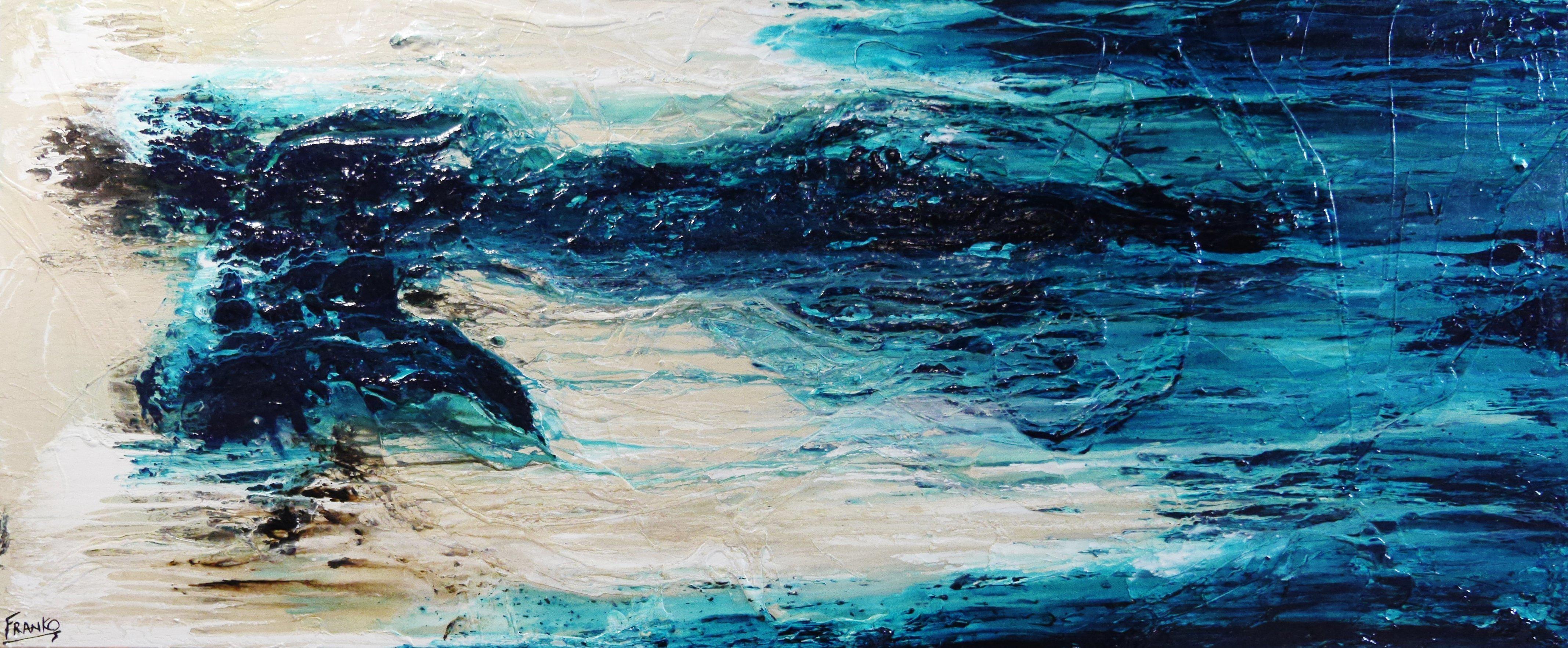 Southern Aurora 240cm x 100cm Turquoise Abstract Canvas Art - Modern Wall Decor for Living Room, Bedroom & Office