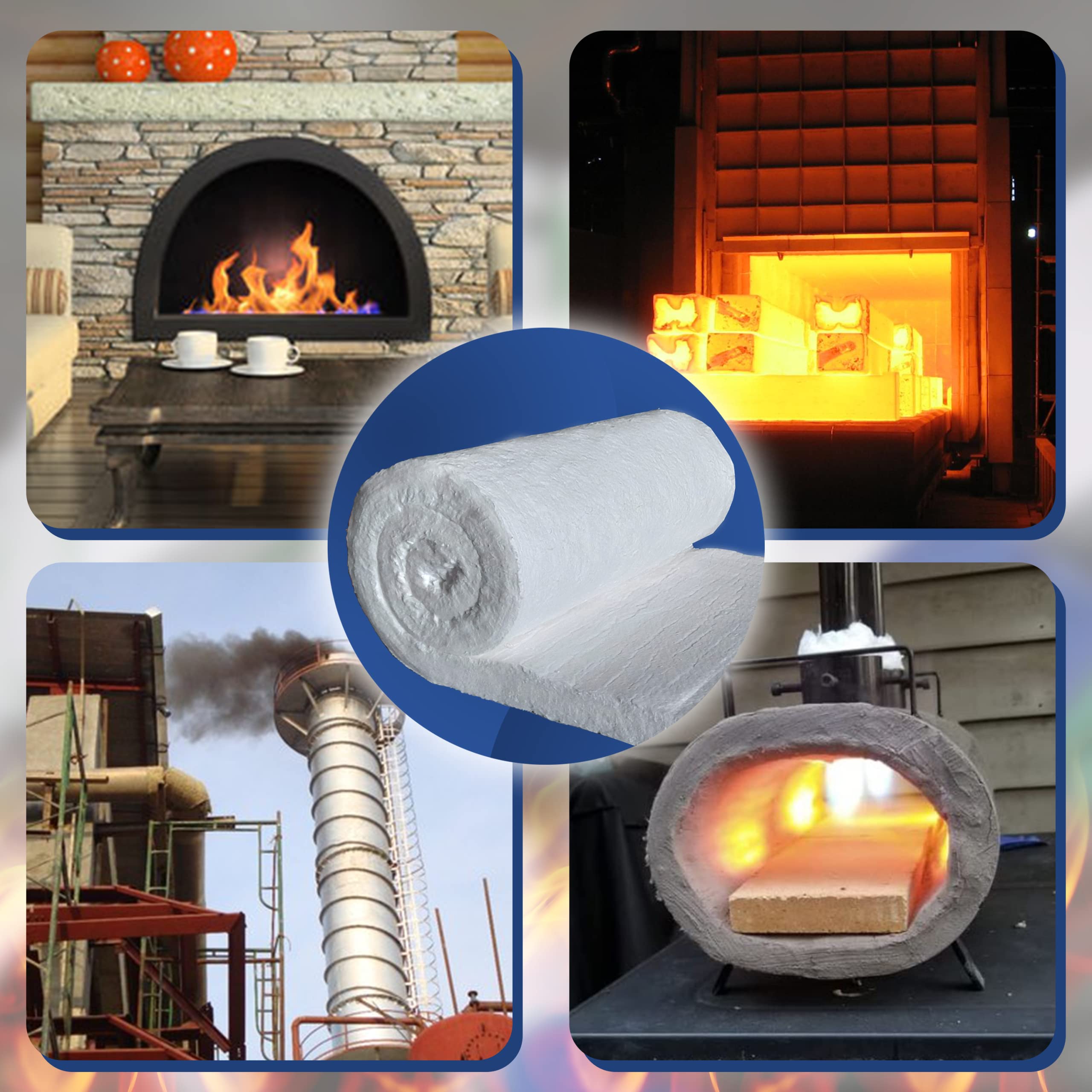 High-Temperature Ceramic Fiber Insulation Blanket - 8# 2400°F Fireproof - 2