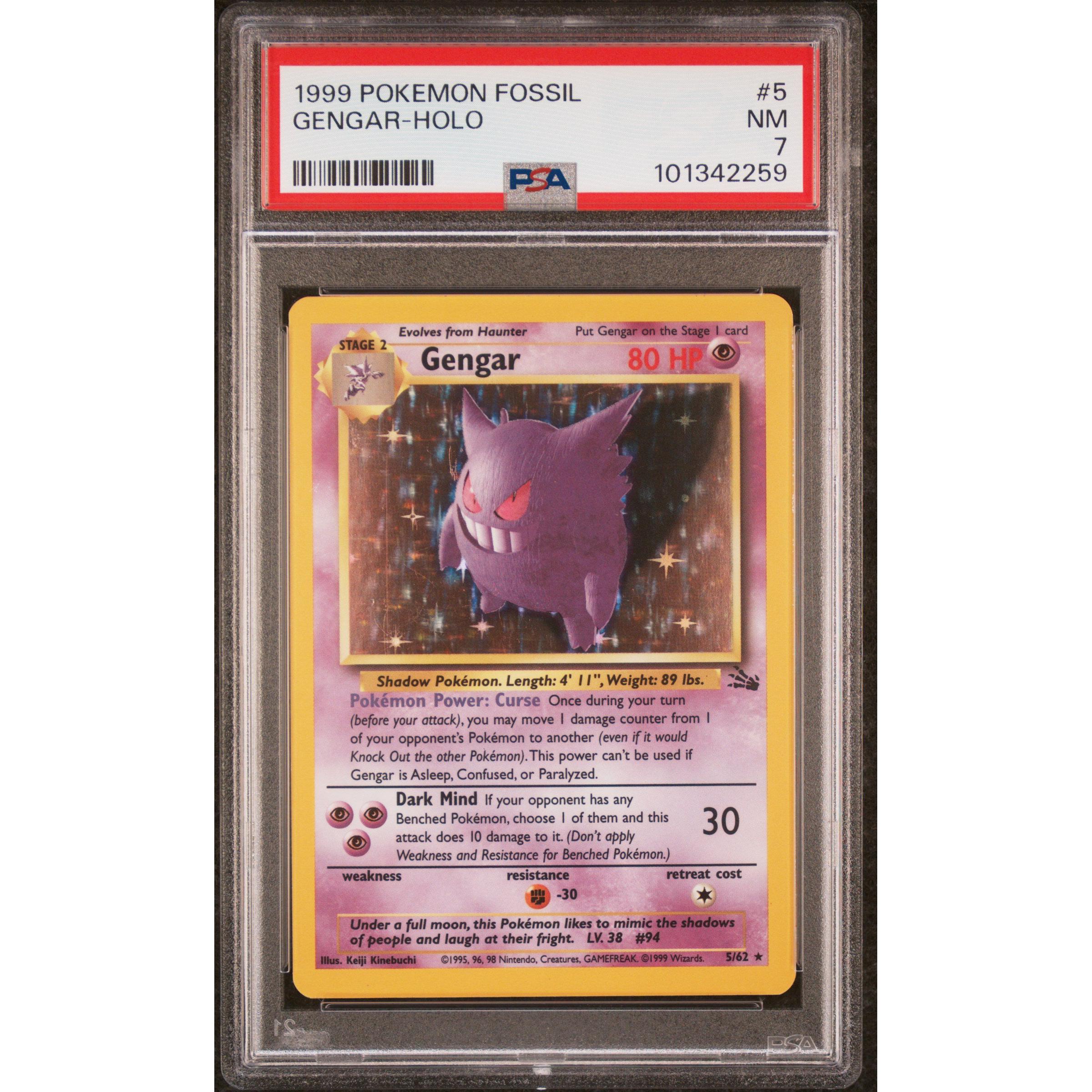 1999 Pokemon Fossil Gengar 5/62 PSA 7 Graded Card - Rare Collectible Trading Card for Pokemon Fans & Collectors - Perfect for Display, Gaming, and Investment