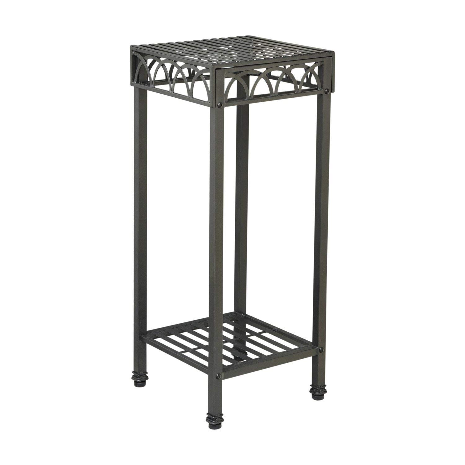 Segovia Iron Square Plant Stand - Sturdy Indoor Outdoor Metal Flower Pot Holder for Patio, Garden, and Home Decor