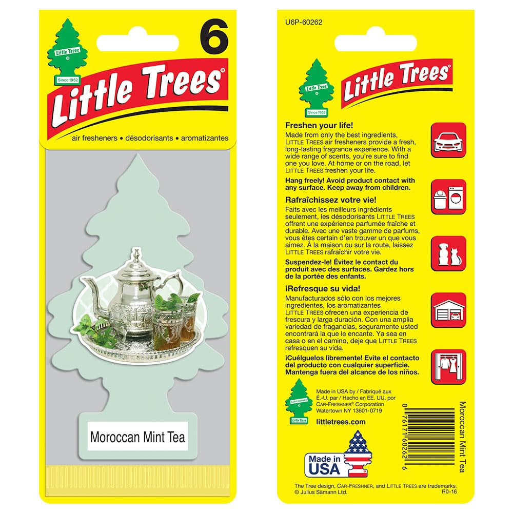 LITTLE TREES Air Fresheners for Car & Home - 24 Pack Moroccan Mint Tea Scented Hanging Trees | Long Lasting Fragrance | Perfect for Vehicles, Offices, Closets & Small Spaces