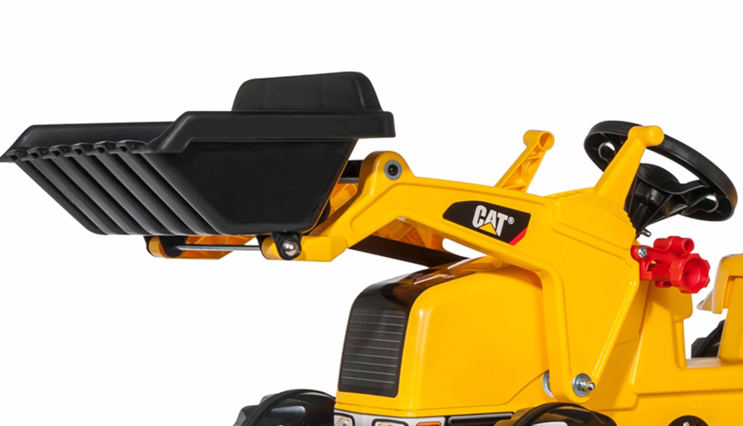 Rolly Toys CAT Construction Pedal Tractor with Detachable Trailer - Yellow Front Loader Tractor for Kids Ages 2.5+ | Outdoor Play, Pretend Construction, Backyard Fun