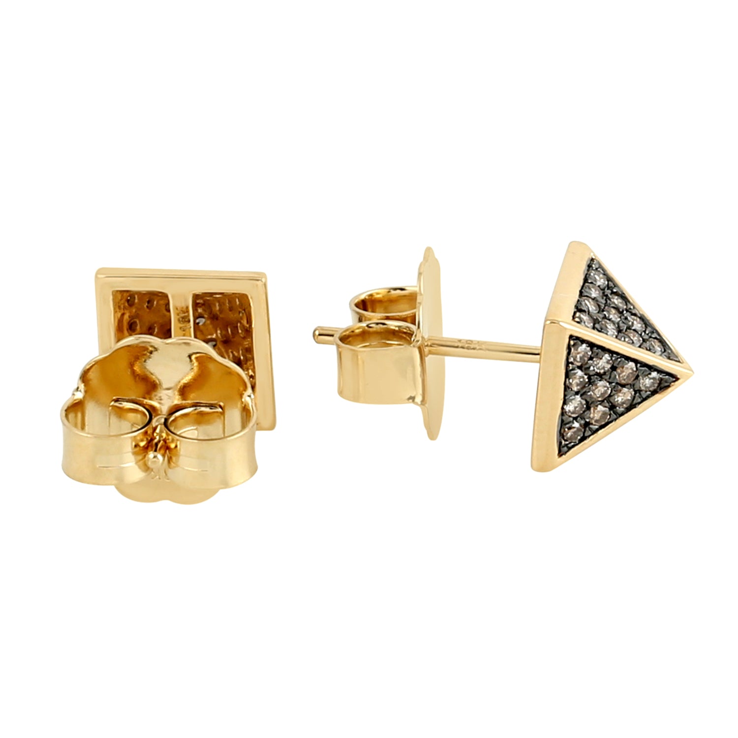 18K Yellow Gold Pave Natural Diamond Spike Stud Earrings for Women - Elegant Gift for Anniversary, Birthday & Special Occasions