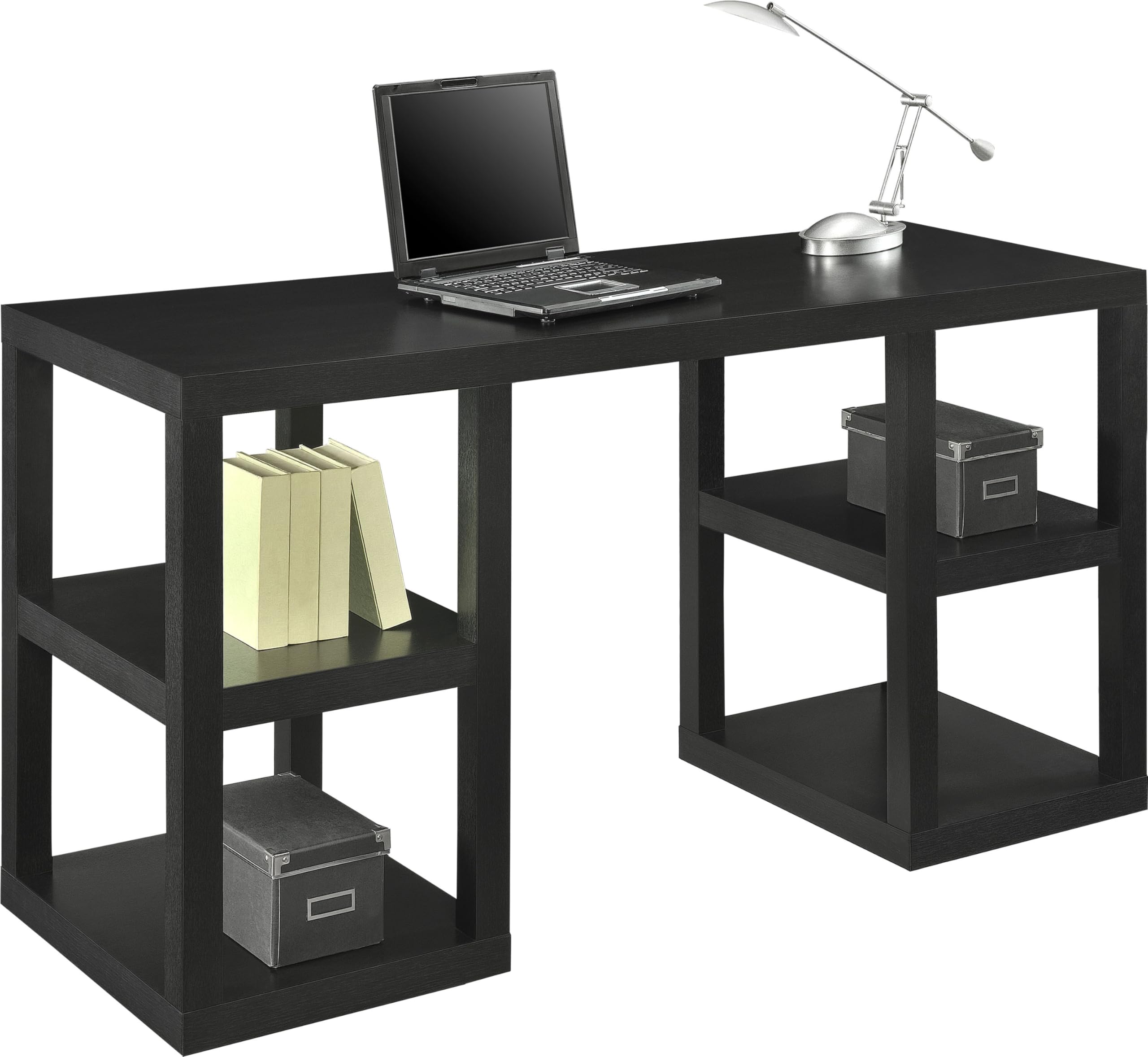 Ameriwood Home Parsons Double Pedestal Computer Desk - Modern Office Desk with Storage Drawers for Home & Workspace | Perfect for Remote Work, Study & Gaming Setup