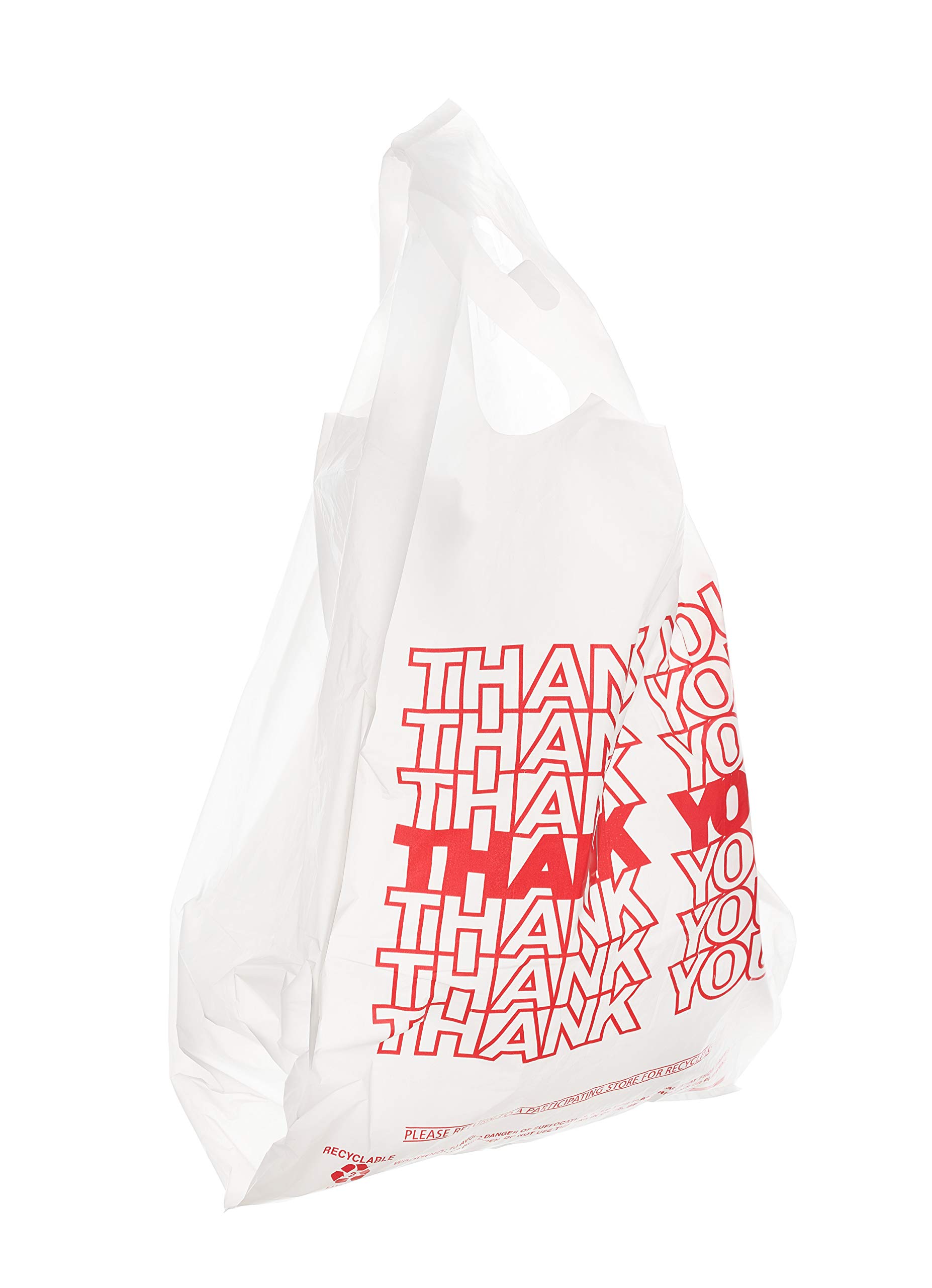 EcoQuality White Plastic Thank You T-Shirt Bags - 2000 Count, 1/6 Size Shopping Bags, Grocery Bags, Reusable Poly Bags (22