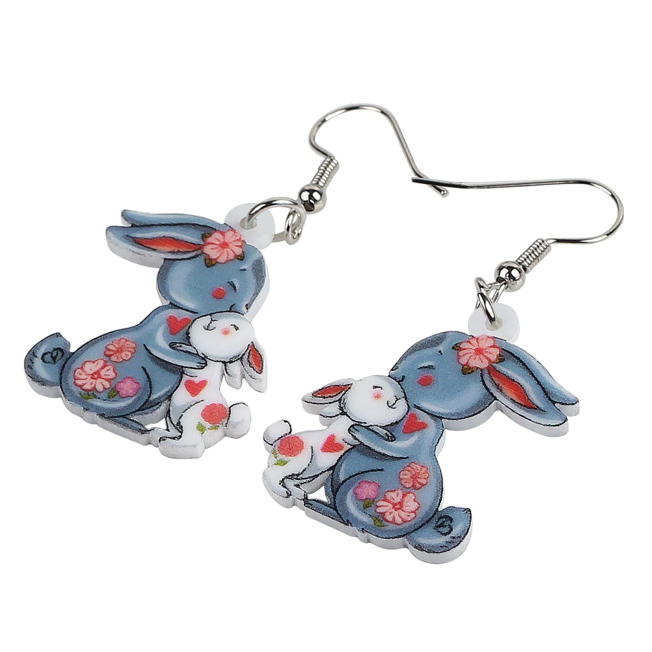 DOWAY Acrylic Easter Bunny Rabbit Earrings - Cute Drop Dangle Jewelry Gifts for Women & Girls - Funny Party Accessories for Easter, Spring Celebrations & Costume Events