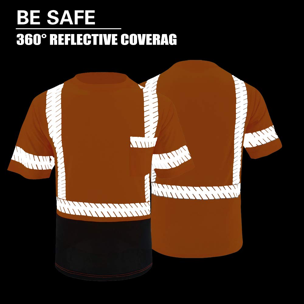 ANSI Class 3 High Visibility Safety Shirts with Reflective Strips - Black Construction Work Shirts for Men - Ideal for Road Work, Night Shifts & Hazardous Job Sites