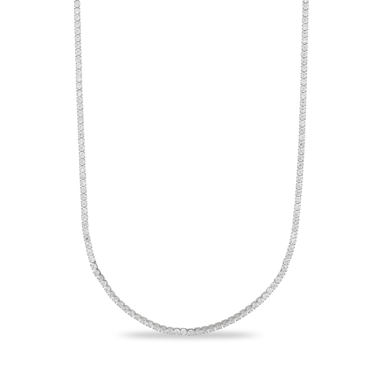 14K White Gold Micro Tennis Chain Necklace for Men & Women - 20