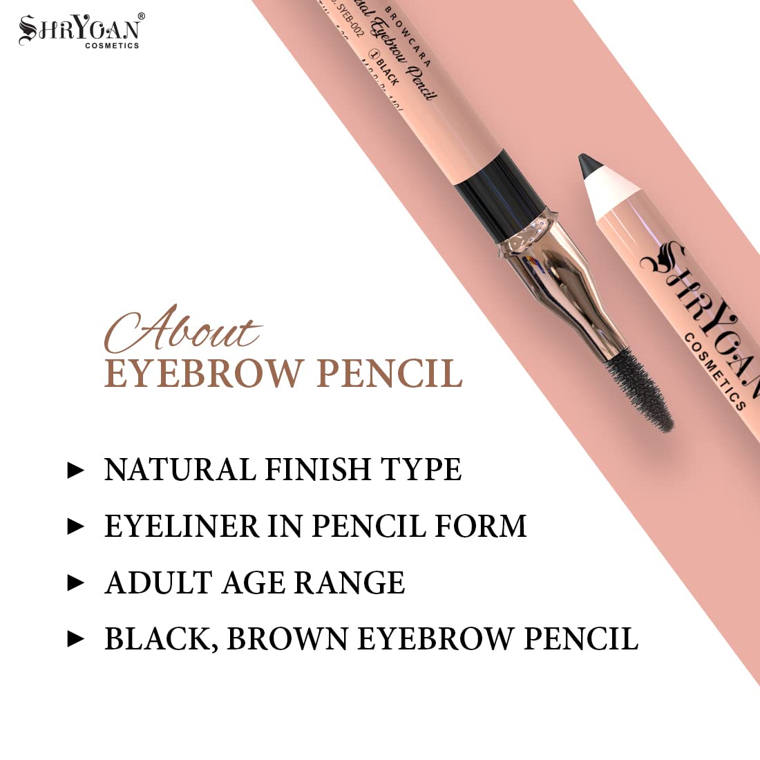 Shryoan Universal Eyebrow Pencil - Waterproof & Smudge-Proof Brow Makeup with Shimmery Finish, Lasts 12 Hours (Brown) | Perfect for Daily Makeup, Parties & Special Occasions