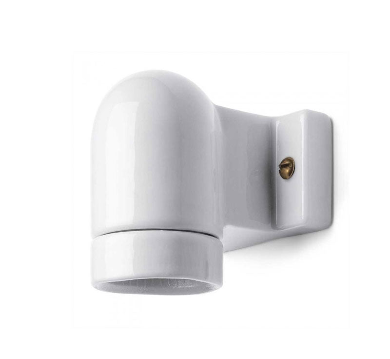 White Porcelain Wall Lamp Holder E27 Socket - Max 75W for Living Room, Bedroom & Hallway Lighting Decor