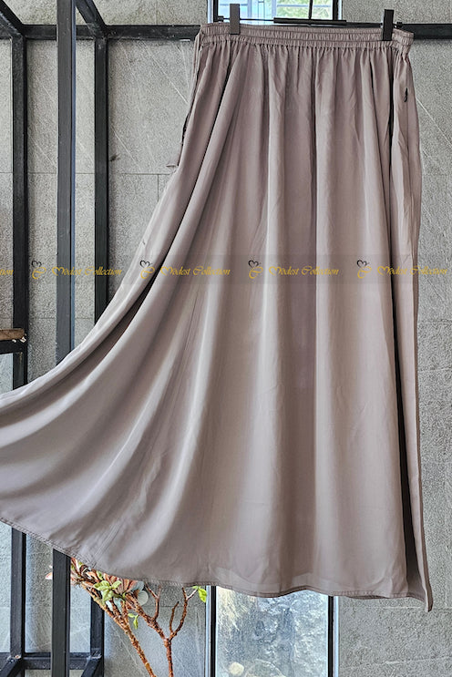 Elegant Long Skirt in Taupe - Perfect for Casual Outings, Office Wear & Special Occasions