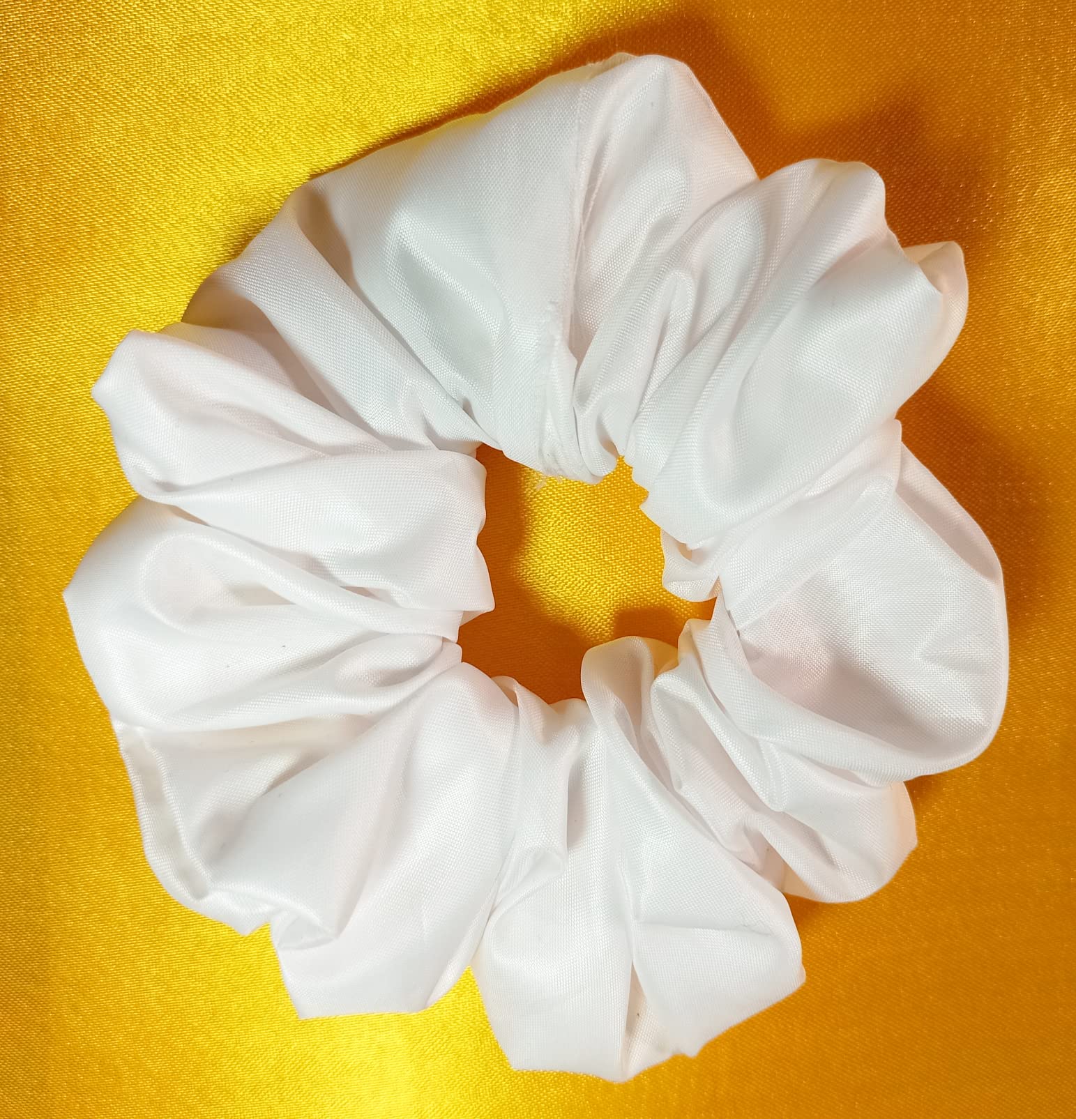 Waterproof Hair Scrunchies 5-Pack - Shiny White Elastic Hair Ties for Swimming, Workouts & Everyday Use