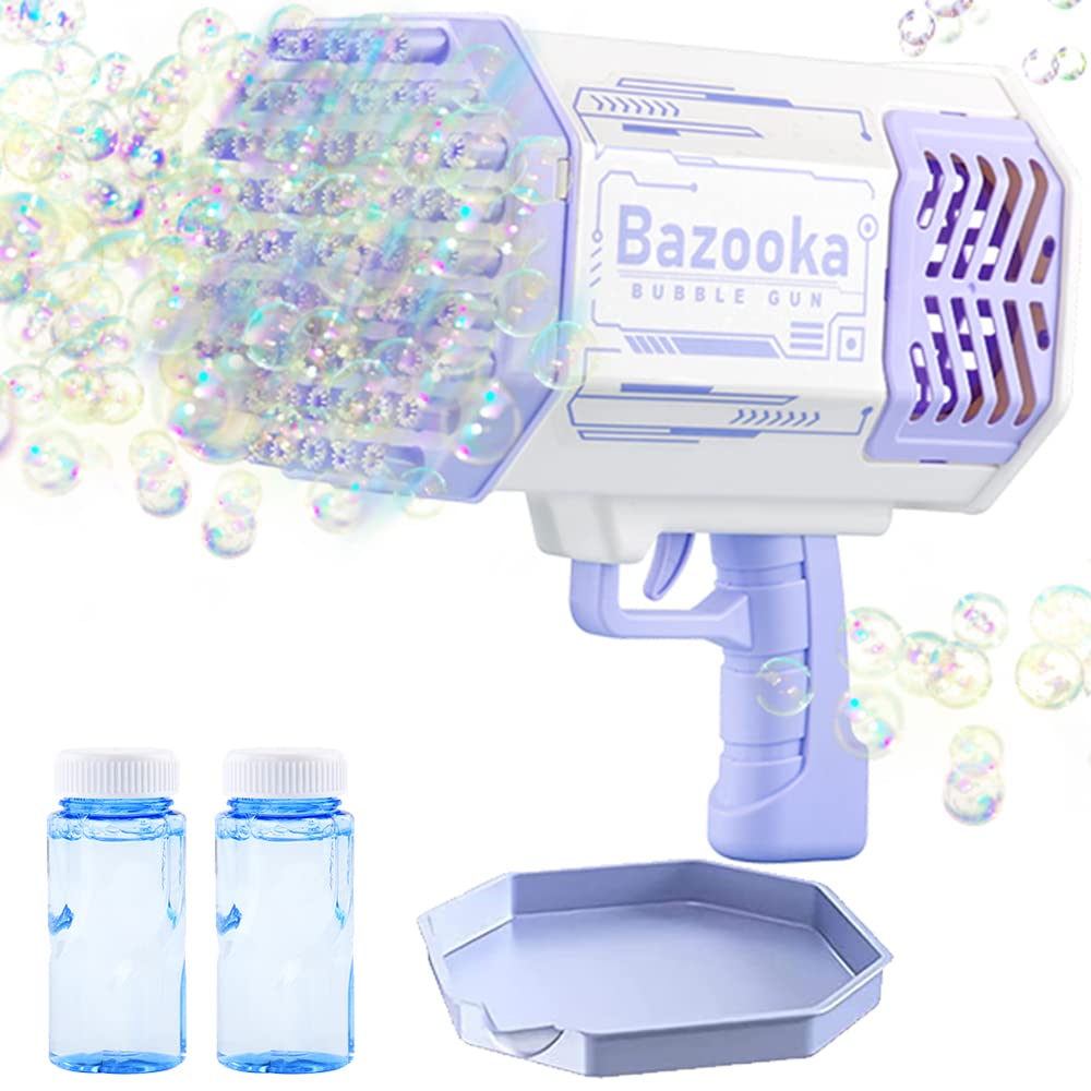 69-Hole LED Bubble Gun with Automatic Blowing - Electric Bubble Blaster Machine for Kids & Adults, Perfect for Summer Outdoor Parties, Birthday Favors, and Backyard Play (Purple)