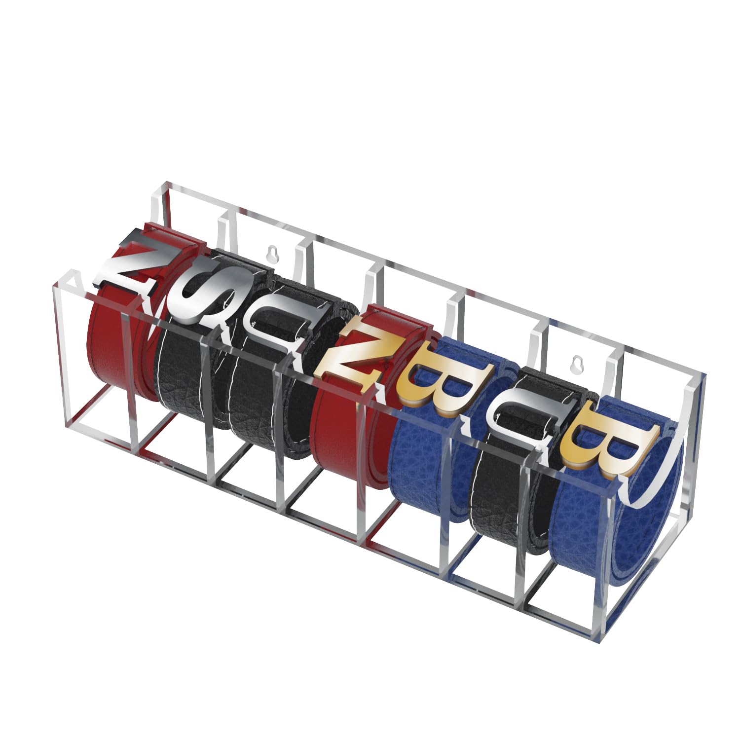 GTI Belt Organizer - 7 Compartment Acrylic Tie & Belt Storage Case for Men & Women - Closet & Drawer Organizer for Neat Accessory Display (Perfect for Home, Office & Travel Organization)