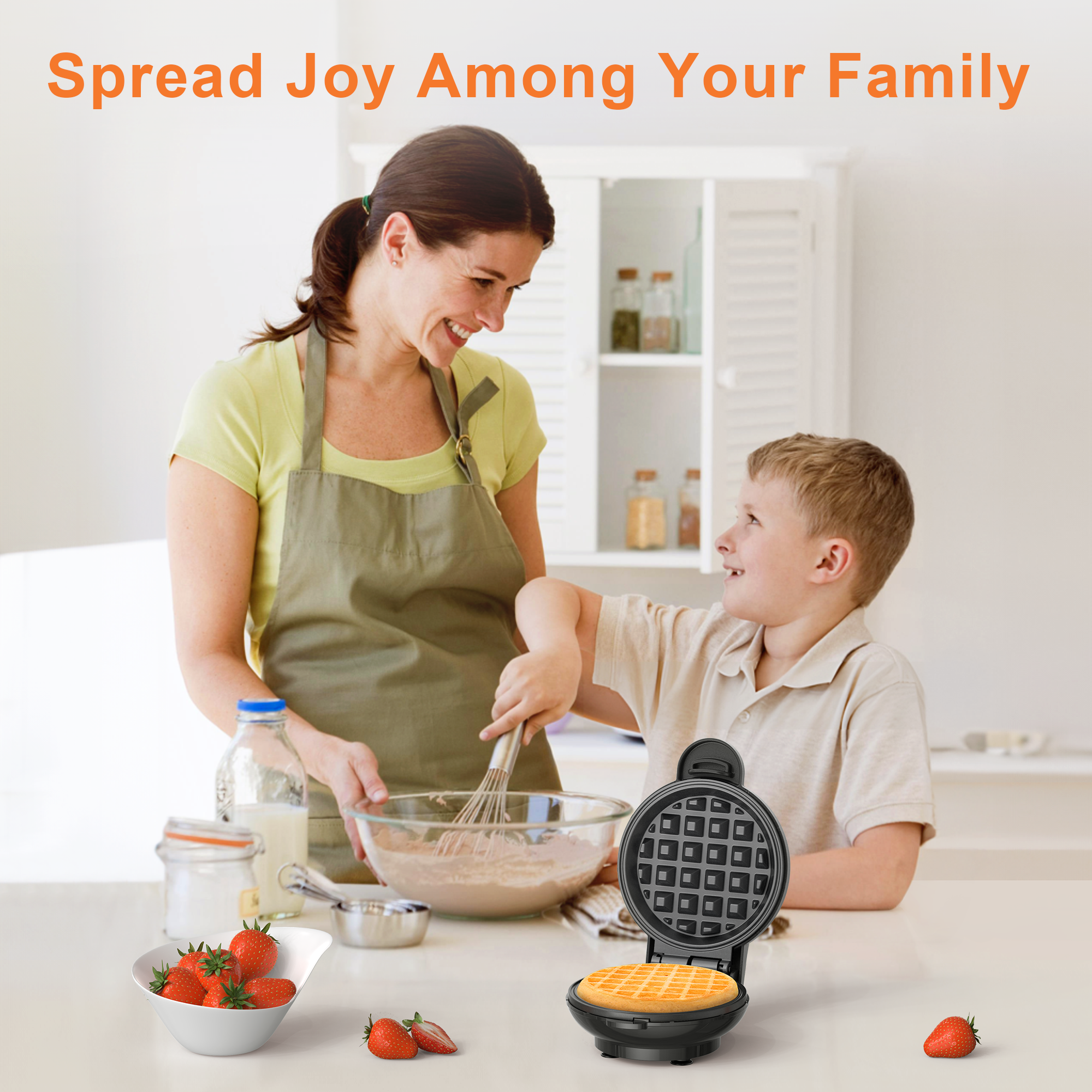 CROWNFUL 4-Inch Mini Waffle Maker for Breakfast - Compact Belgian Waffle Iron Machine with Non-Stick Plates, Perfect for Kids, Camping & Small Kitchens (Black)
