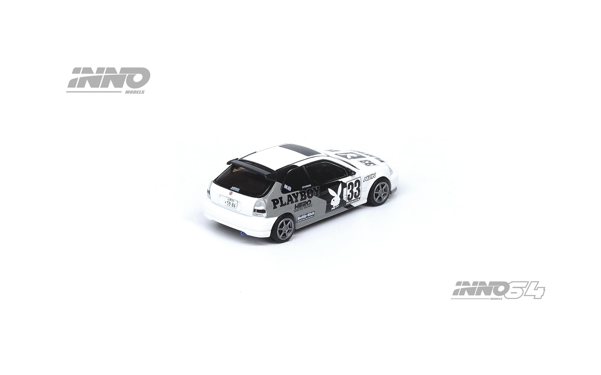 INNO64 1:64 Scale Diecast Honda Civic Type R EK9 Playboy Livery Model Car - Collectible Toy for Car Enthusiasts & Display for Home/Office Decor