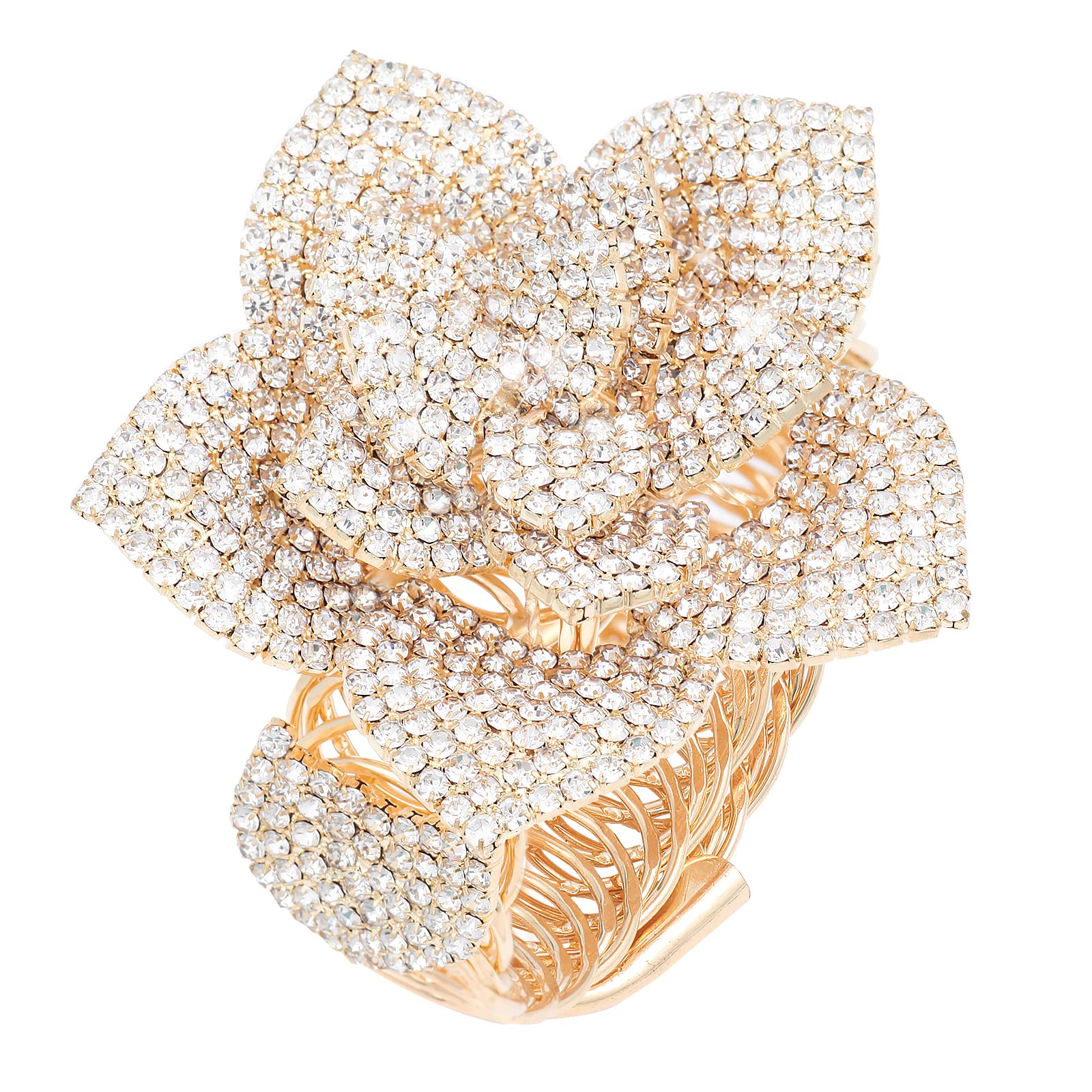 Jojomina Silver Crystal Rhinestone Bracelet for Women & Girls - Elegant Flower Arm Cuff Jewelry for Prom, Party, Wedding & Dating | Perfect Gift for Special Occasions