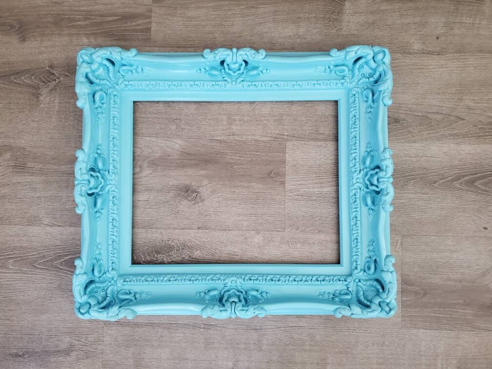 16x20 Aqua Blue Ornate Baroque Picture Frame - Elegant Wall Display for Photos, Artwork & Home Decor - Perfect for Living Room, Bedroom & Gallery Wall Decor