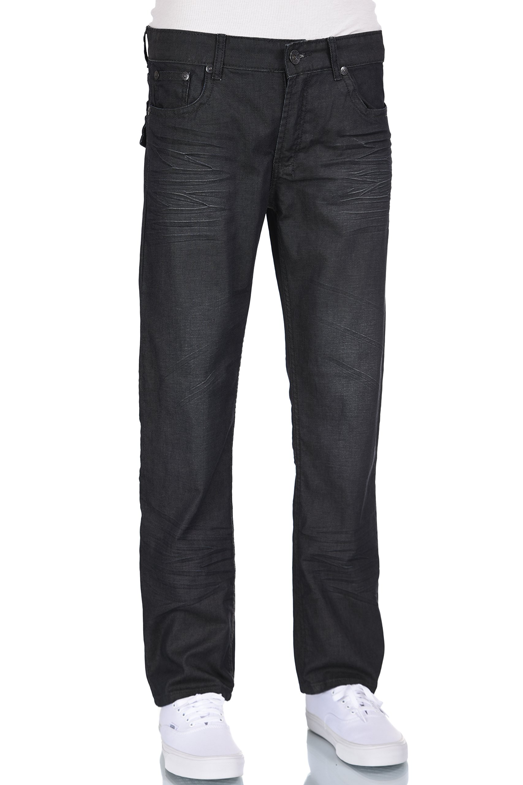Premium Eagle Blue Men's Black Coated Straight Leg Jeans - Comfortable & Stylish Denim Pants for Casual Wear, Work & Night Out