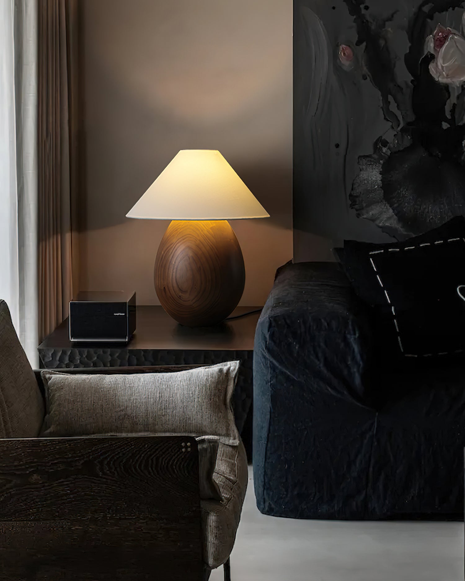 Rustic Mountain Wood Table Lamp - Handcrafted Natural Wood Nightstand Light for Bedroom, Living Room, and Office Decor - Perfect for Cozy Home Ambiance and Reading Nook Lighting