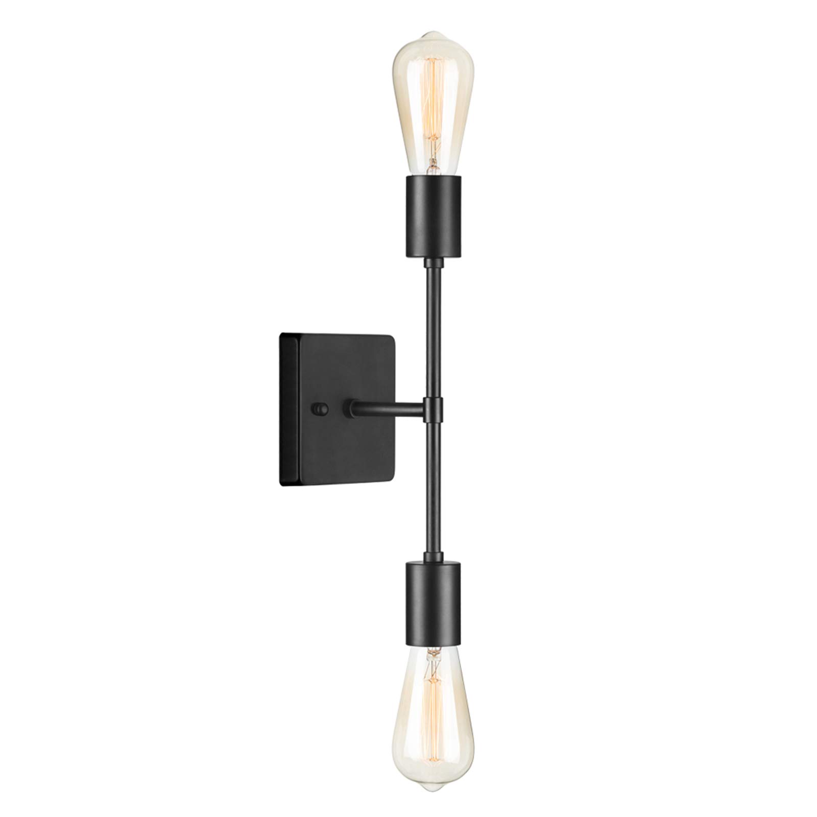 Modern Industrial Wall Sconce - 2-Light Black Wall Lamp with E26 Bulb Sockets - Vintage Style Lighting Fixture for Living Room, Bedroom, or Hallway