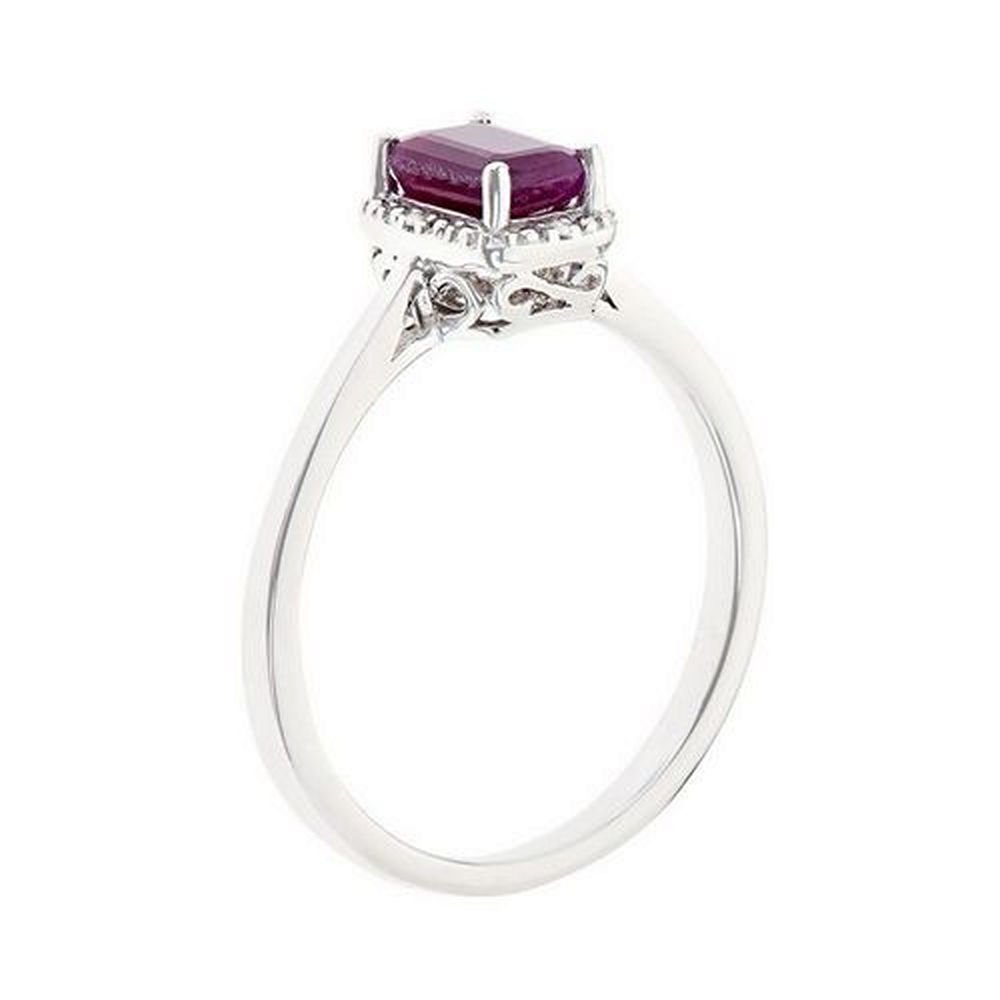 0.66 Carat Emerald Cut Ruby & Diamond Halo Engagement Ring 6mm x 4mm - Vintage Style Wedding Ring for Women, Perfect for Proposals, Anniversaries & Special Occasions