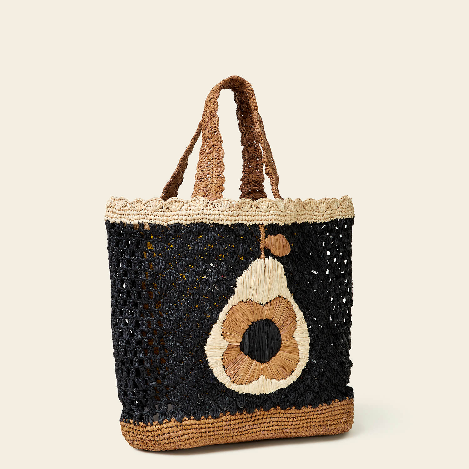Raffia Basket Bag - Handwoven Pear-Shaped Tote for Women - Perfect for Beach, Picnic, and Summer Outings