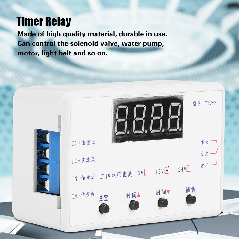 YYC-2S Adjustable Timer Relay Module with LED Display - 12V Plastic Relay Board for Solenoid Valves, Motors, Light Belts | Perfect for Industrial Automation, Home DIY Projects & Electrical Control Systems