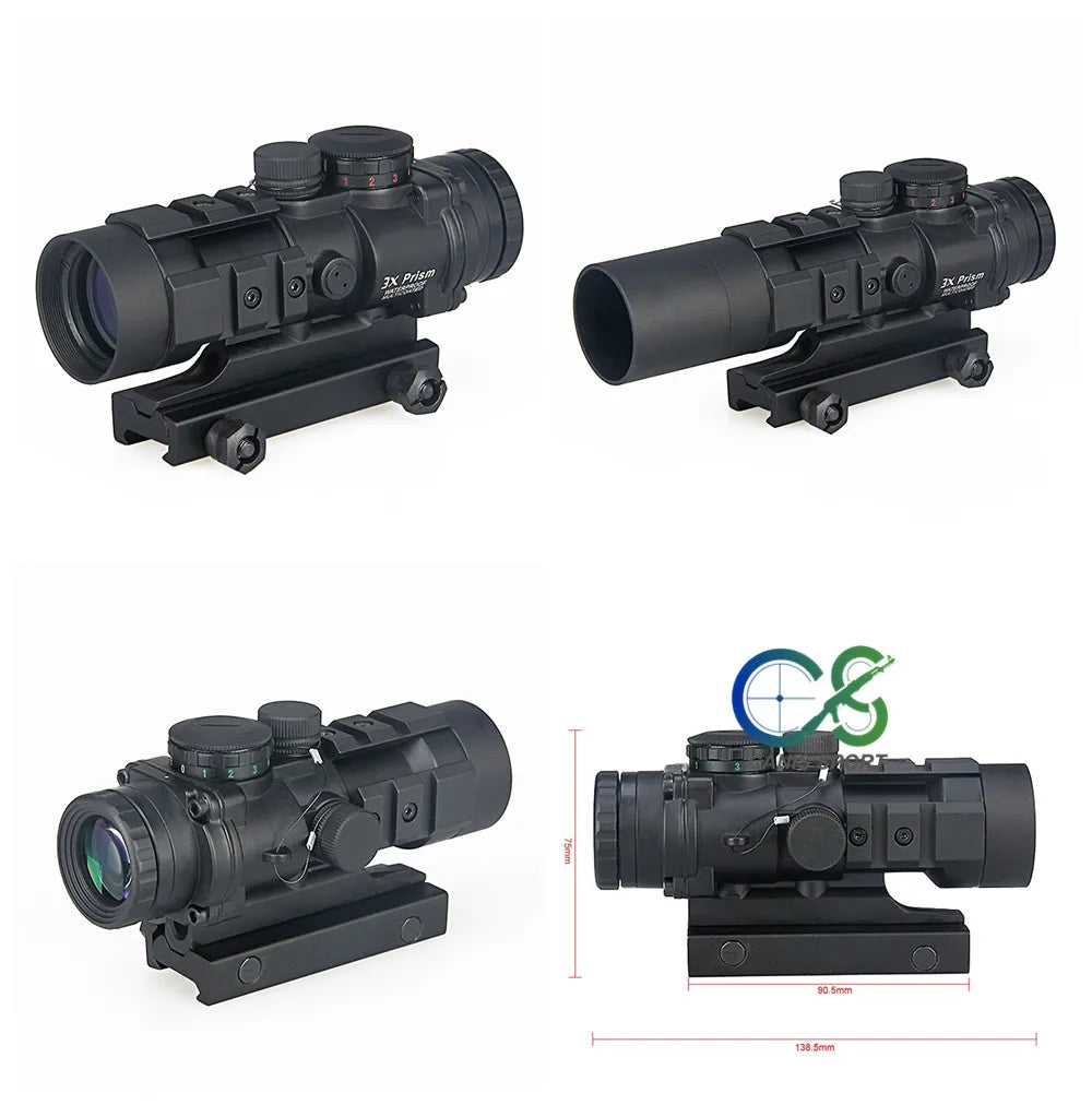 3X Hunting Scope with Ballistic CQ Reticle | PPT Tactical Prism Sight | HAMR 4x24 Riflescope for Sniper & Airsoft Guns | Durable Optics for Hunting, Tactical Training & Outdoor Shooting